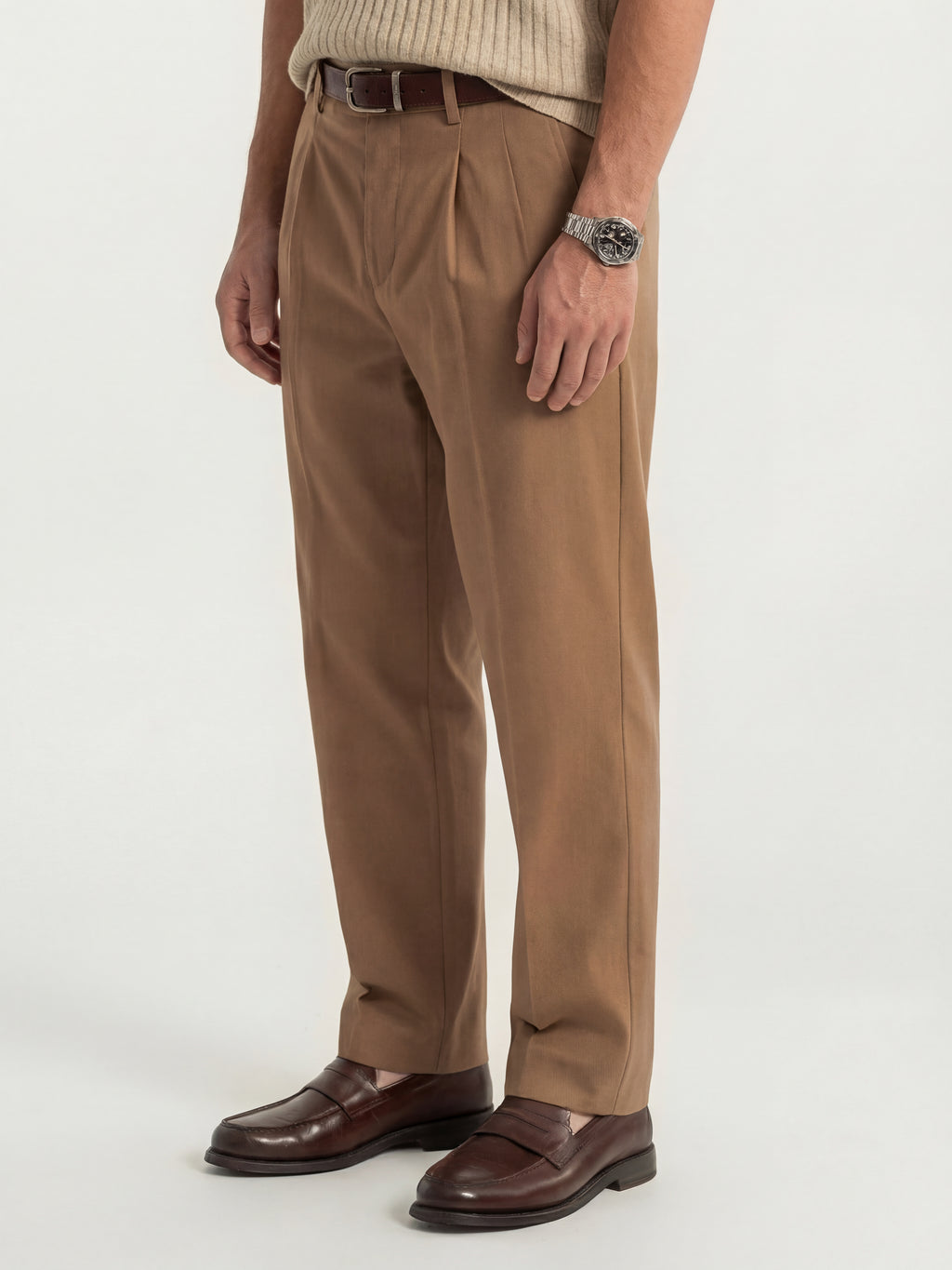 Highlander Men Brown Relaxed Fit Solid Regular Trouser - Brown - Image 4