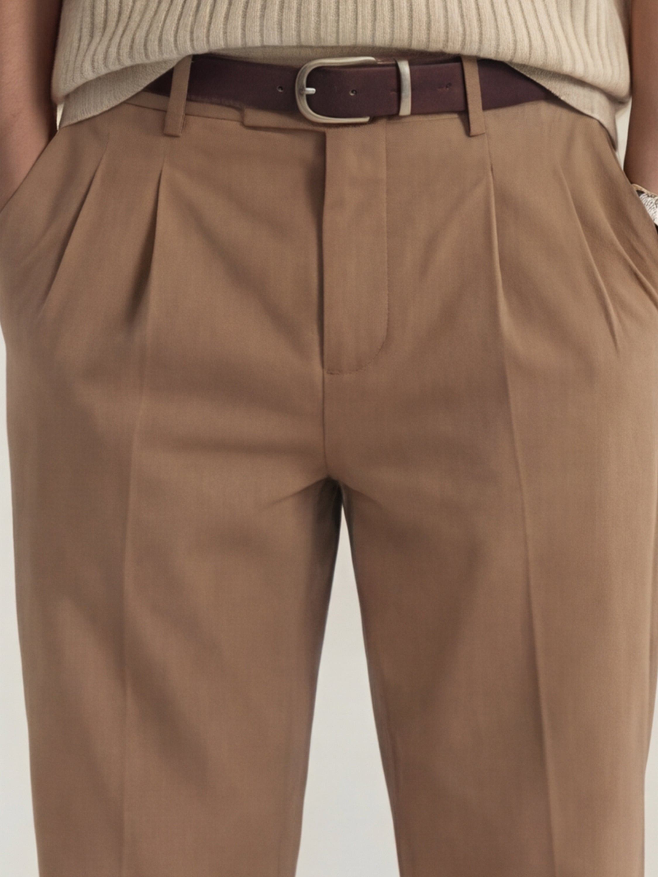 Highlander Men Brown Relaxed Fit Solid Regular Trouser - Brown - Image 5
