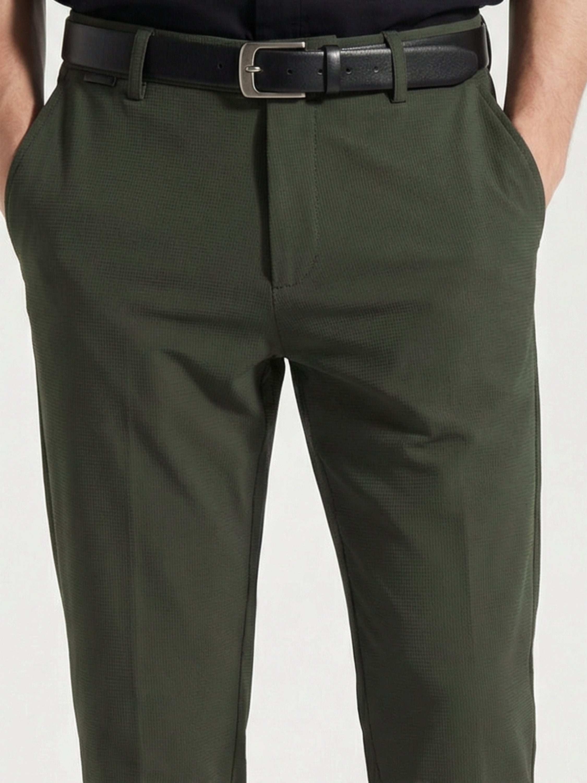 Highlander Men Olive Relaxed Fit Solid Regular Trouser - Olive - Image 6