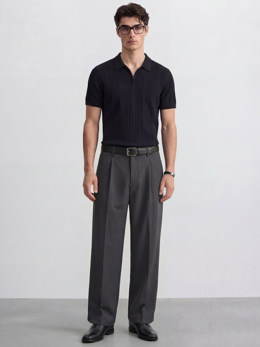 Highlander Men Grey Wide Leg Solid Regular Trouser - Grey - Image 2
