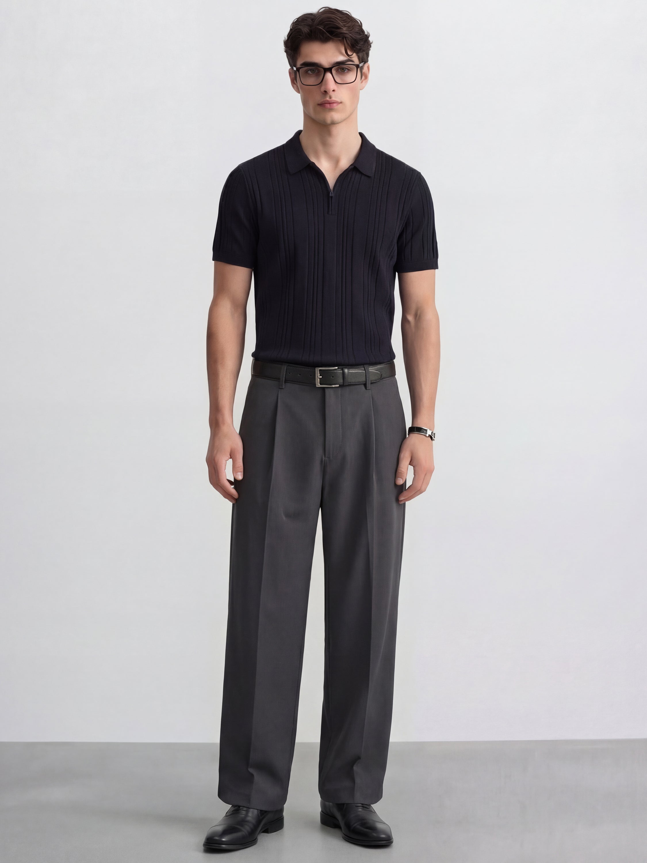 Highlander Men Grey Wide Leg Solid Regular Trouser - Grey - Image 2