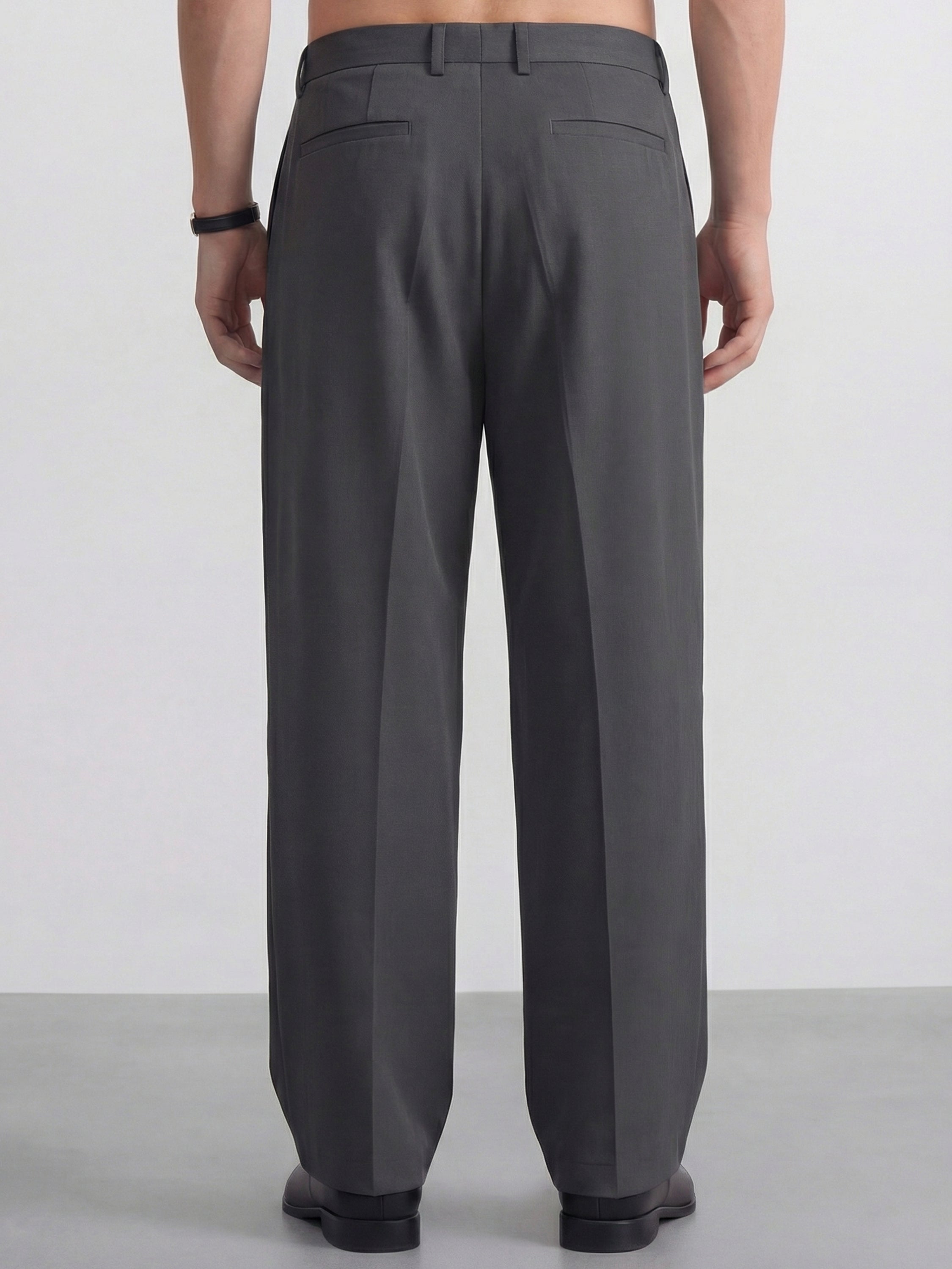 Highlander Men Grey Wide Leg Solid Regular Trouser - Grey - Image 3