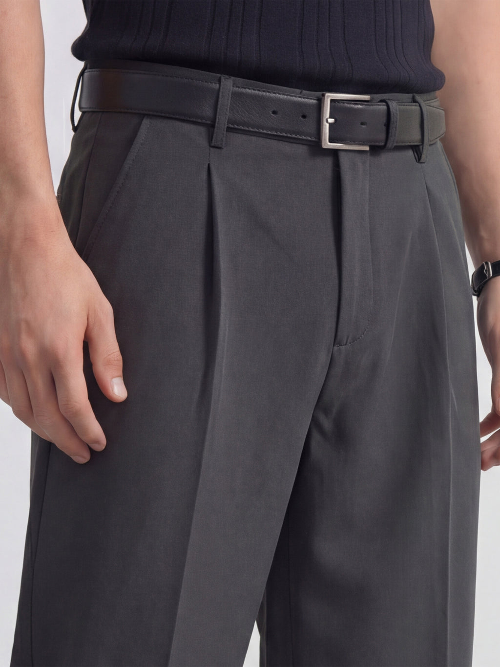 Highlander Men Grey Wide Leg Solid Regular Trouser - Grey - Image 5
