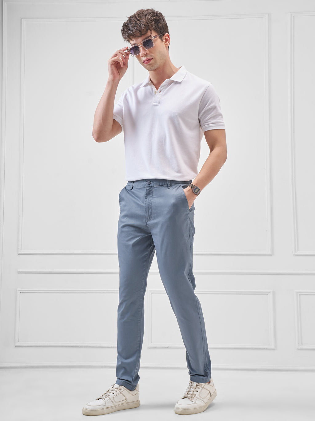 Highlander Men Blue Slim Fit Solid Regular Trouser - Blue - Image 2