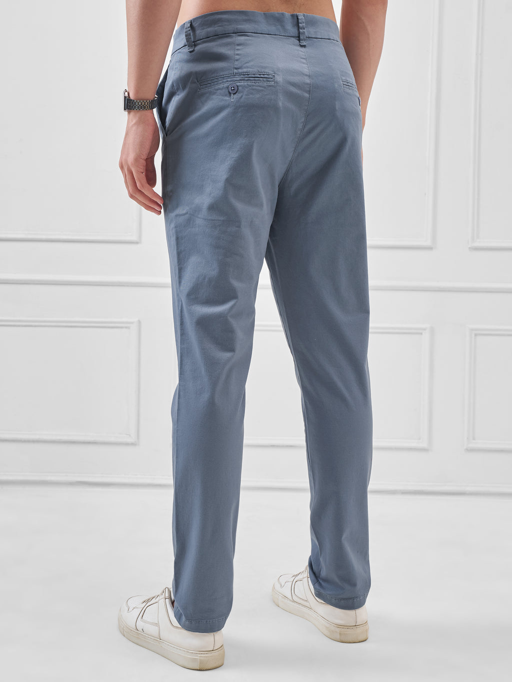Highlander Men Blue Slim Fit Solid Regular Trouser - Blue - Image 3