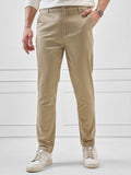 Highlander Men Beige Slim Fit Solid Regular Trouser - Beige - Image 1