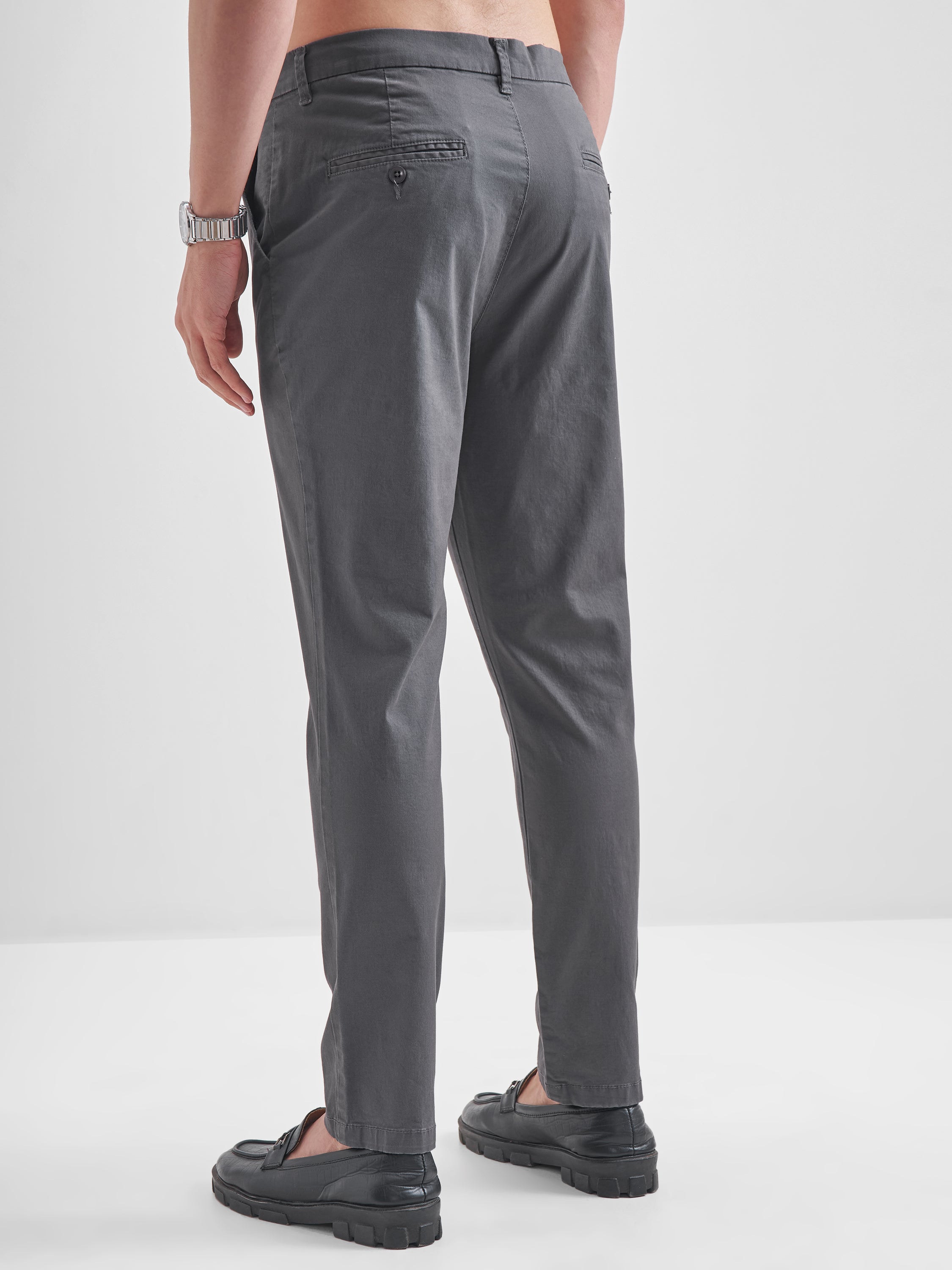 Highlander Men Grey Slim Fit Solid Regular Trouser - Grey - Image 3