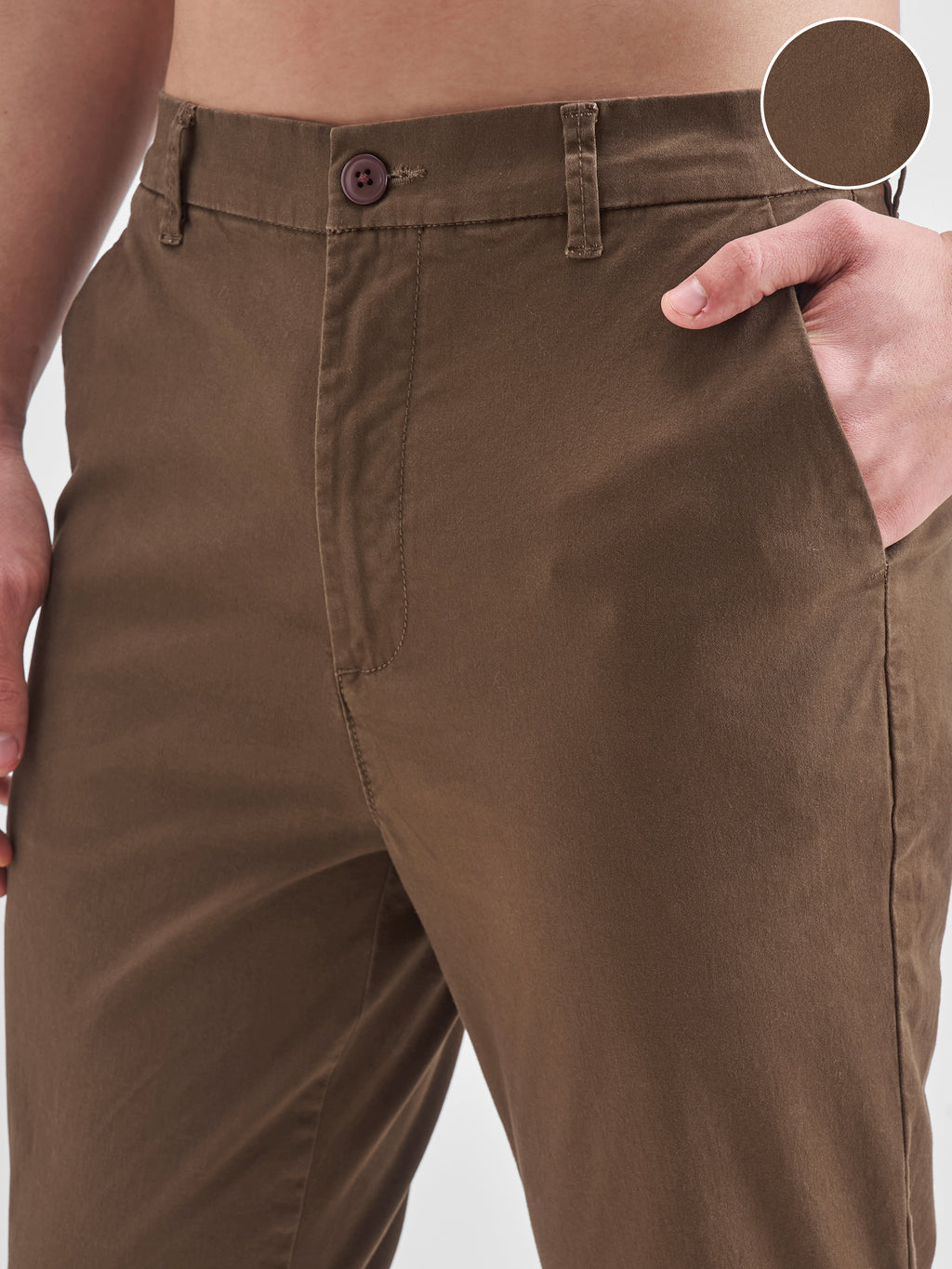 Highlander Men Brown Slim Fit Solid Regular Trouser - Brown - Image 5