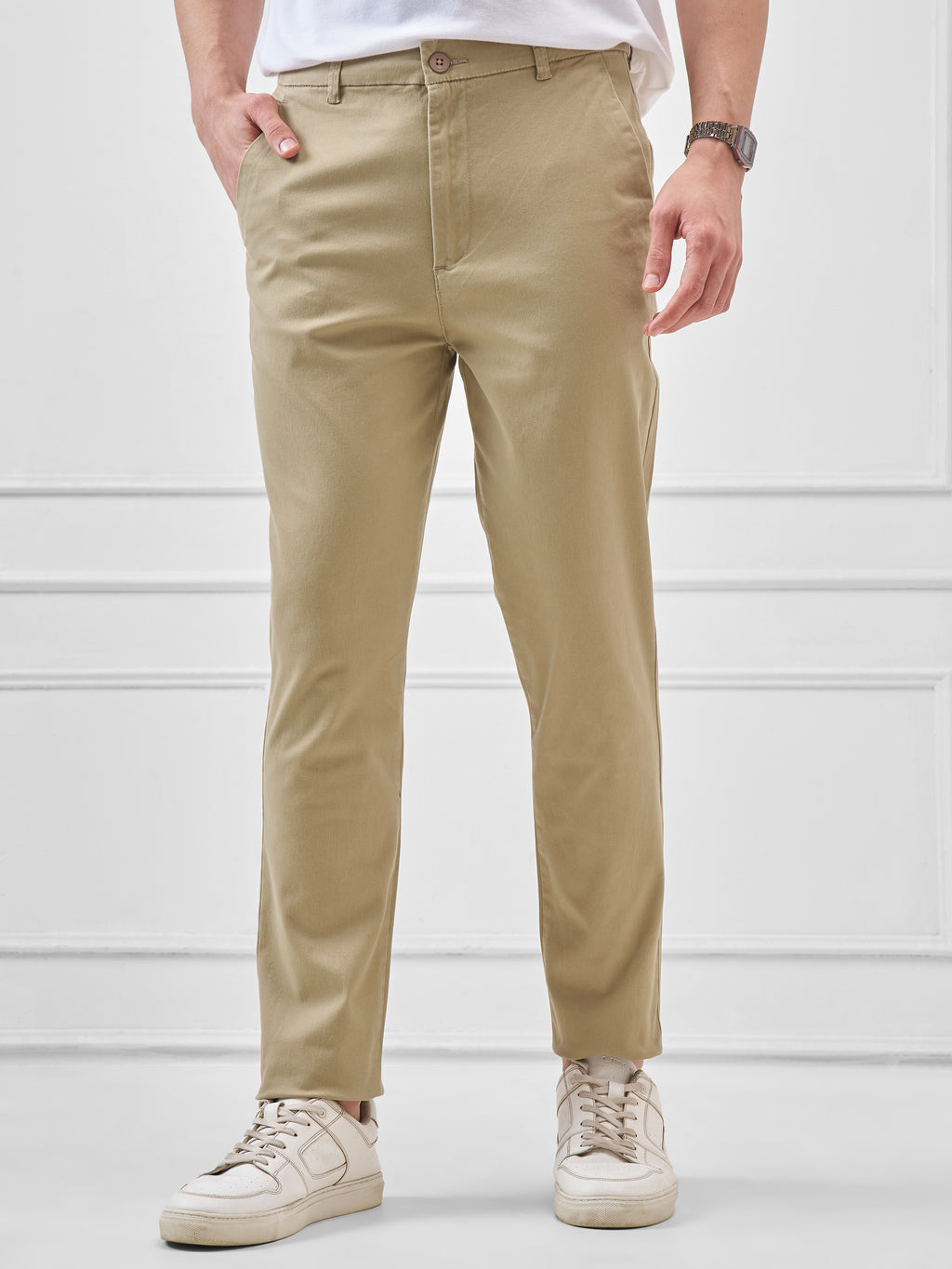 Highlander Men Brown Slim Fit Solid Regular Trouser - Brown - Image 1