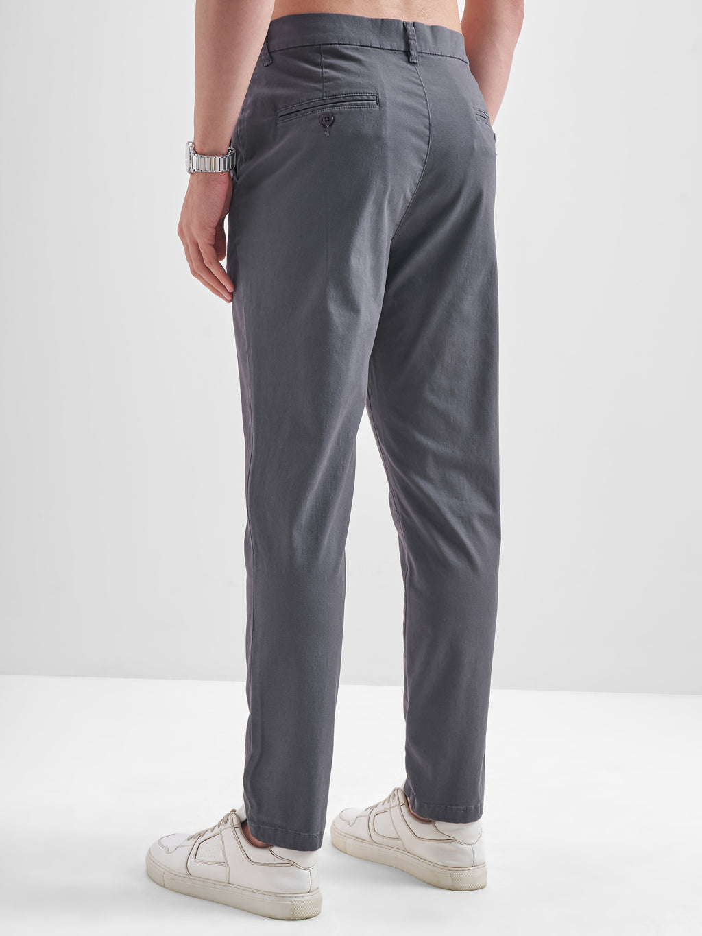 Highlander Men Grey Slim Fit Solid Regular Trouser - Grey - Image 3