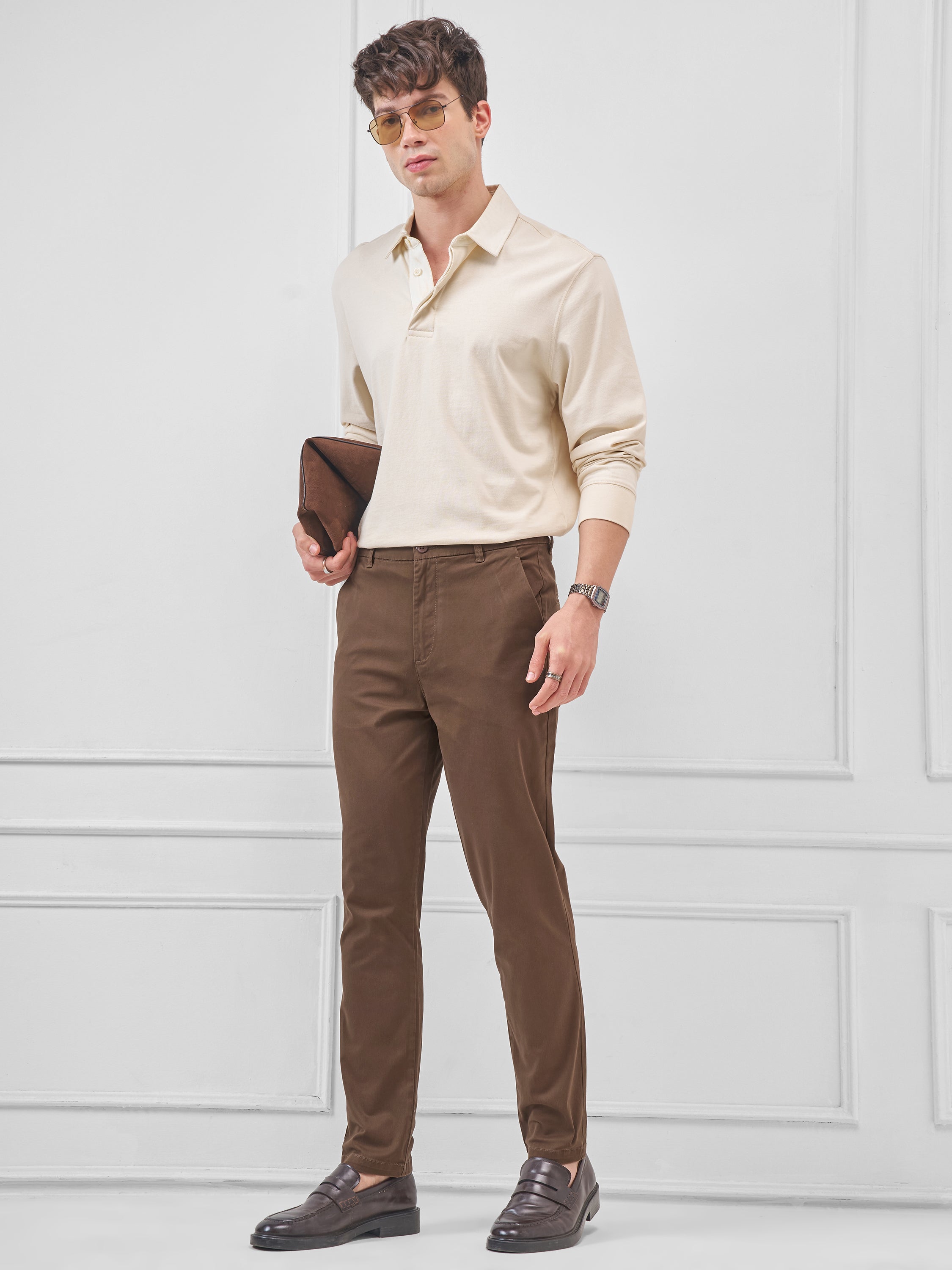 Highlander Men Brown Slim Fit Solid Regular Trouser - Brown - Image 2