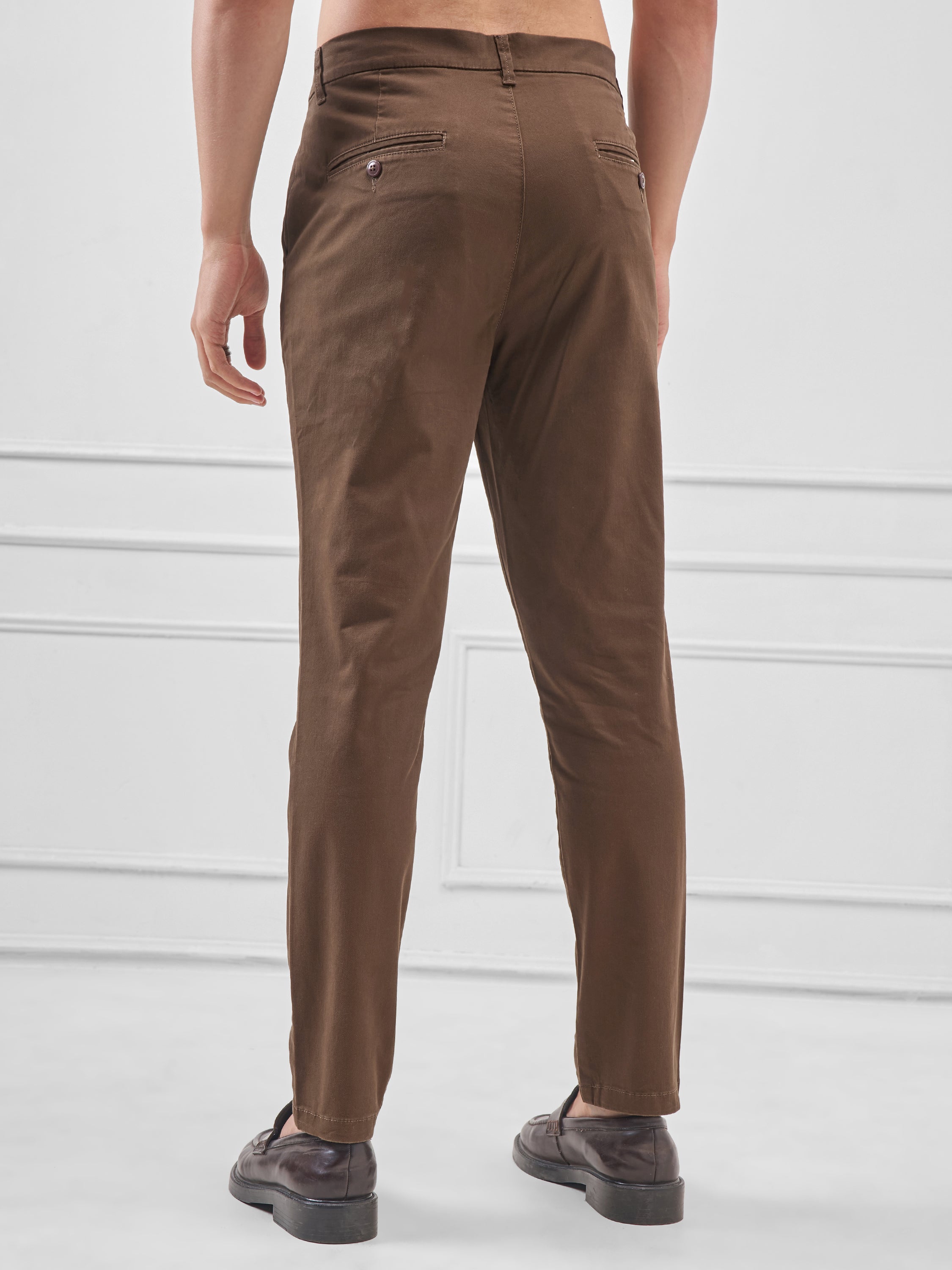 Highlander Men Brown Slim Fit Solid Regular Trouser - Brown - Image 3