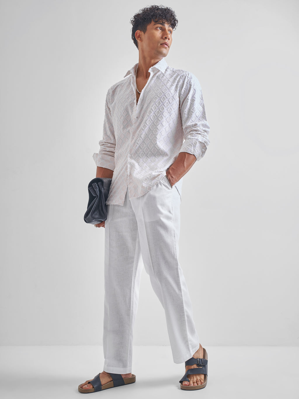Highlander Men White Relaxed Fit Solid Regular Trousers - White - Image 2