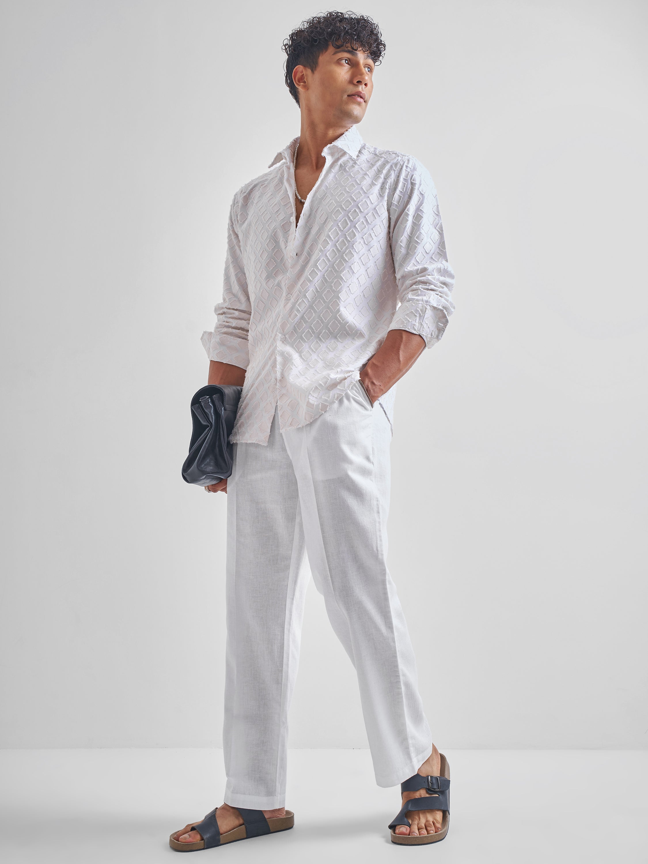 Highlander Men White Relaxed Fit Solid Regular Trousers - White - Image 2
