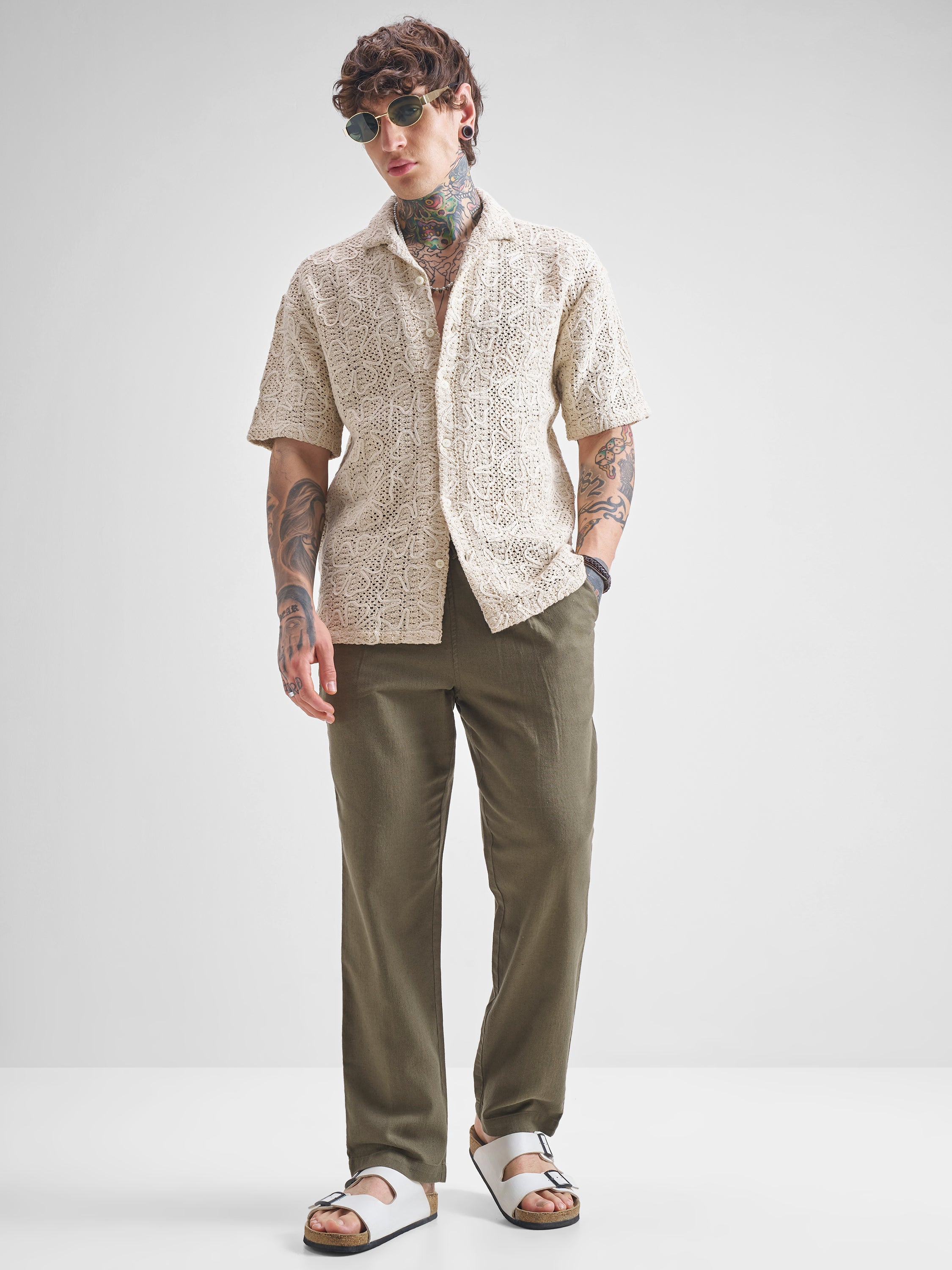 Highlander Men Olive Relaxed Fit Solid Casual Trouser - Olive - Image 2