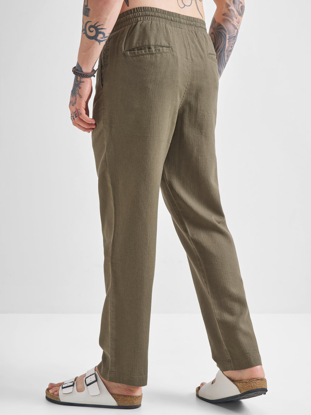Highlander Men Olive Relaxed Fit Solid Casual Trouser - Olive - Image 3