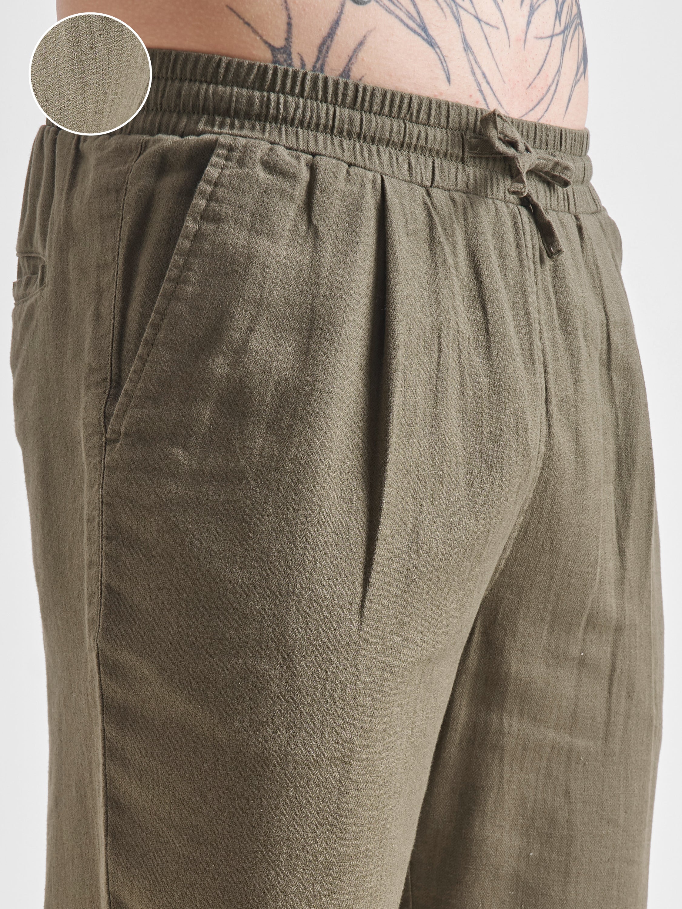Highlander Men Olive Relaxed Fit Solid Casual Trouser - Olive - Image 5