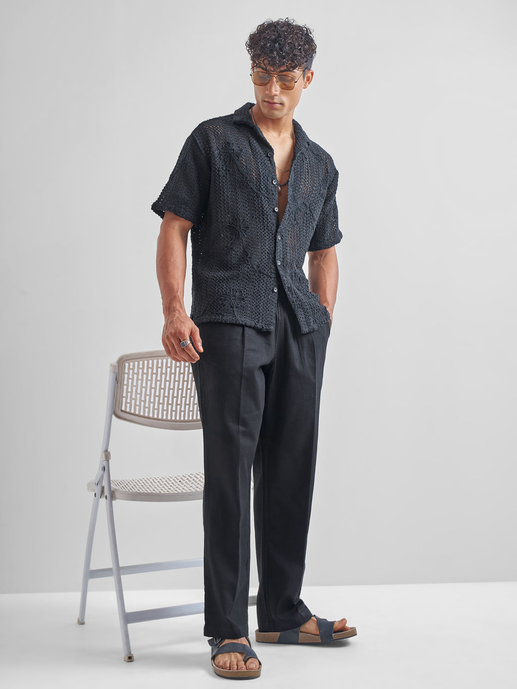 Highlander Men Black Relaxed Fit Solid Regular Trousers - Black - Image 2