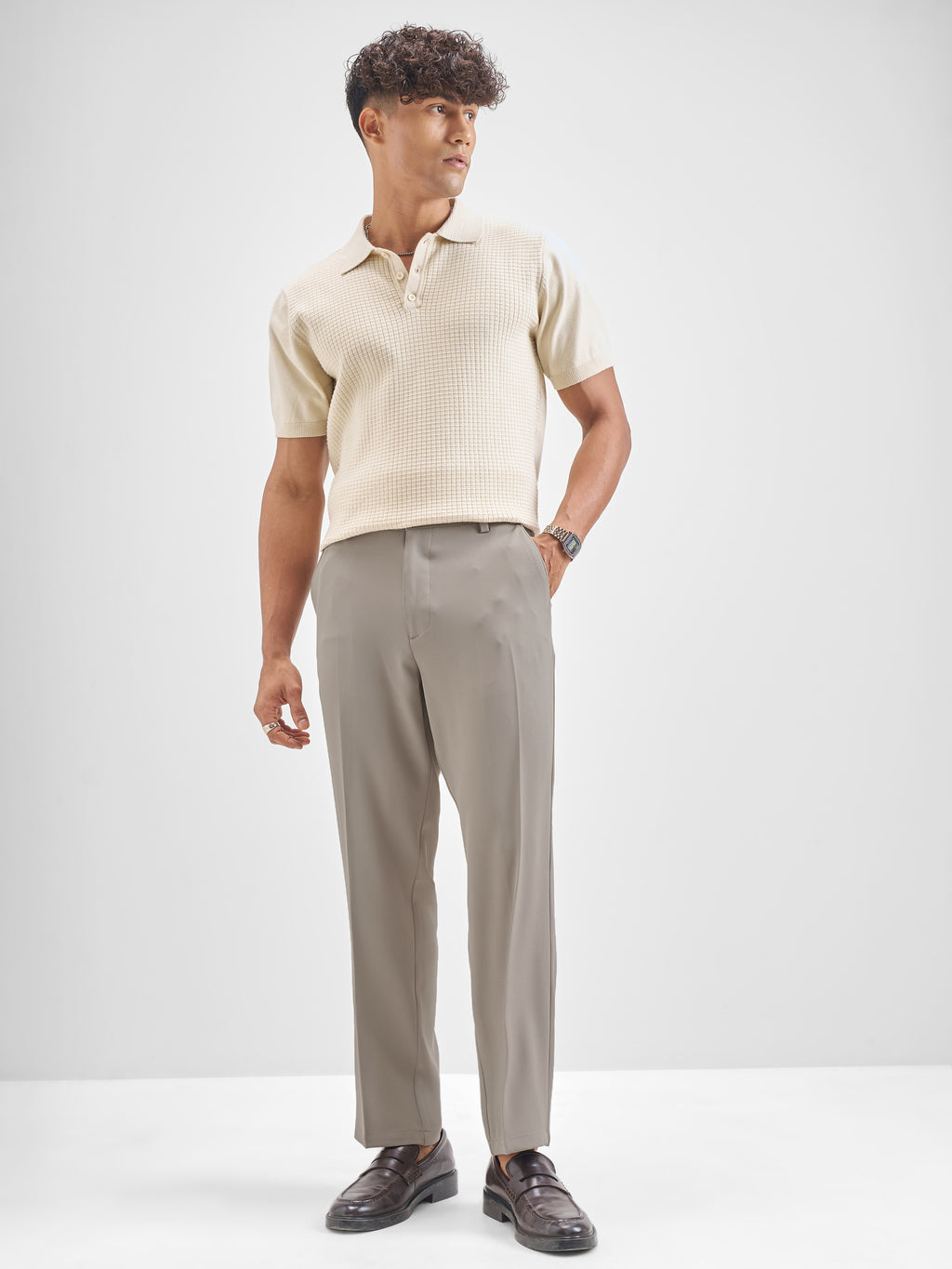 Highlander Men Tan Solid Regular Trouser - Tan - Image 2