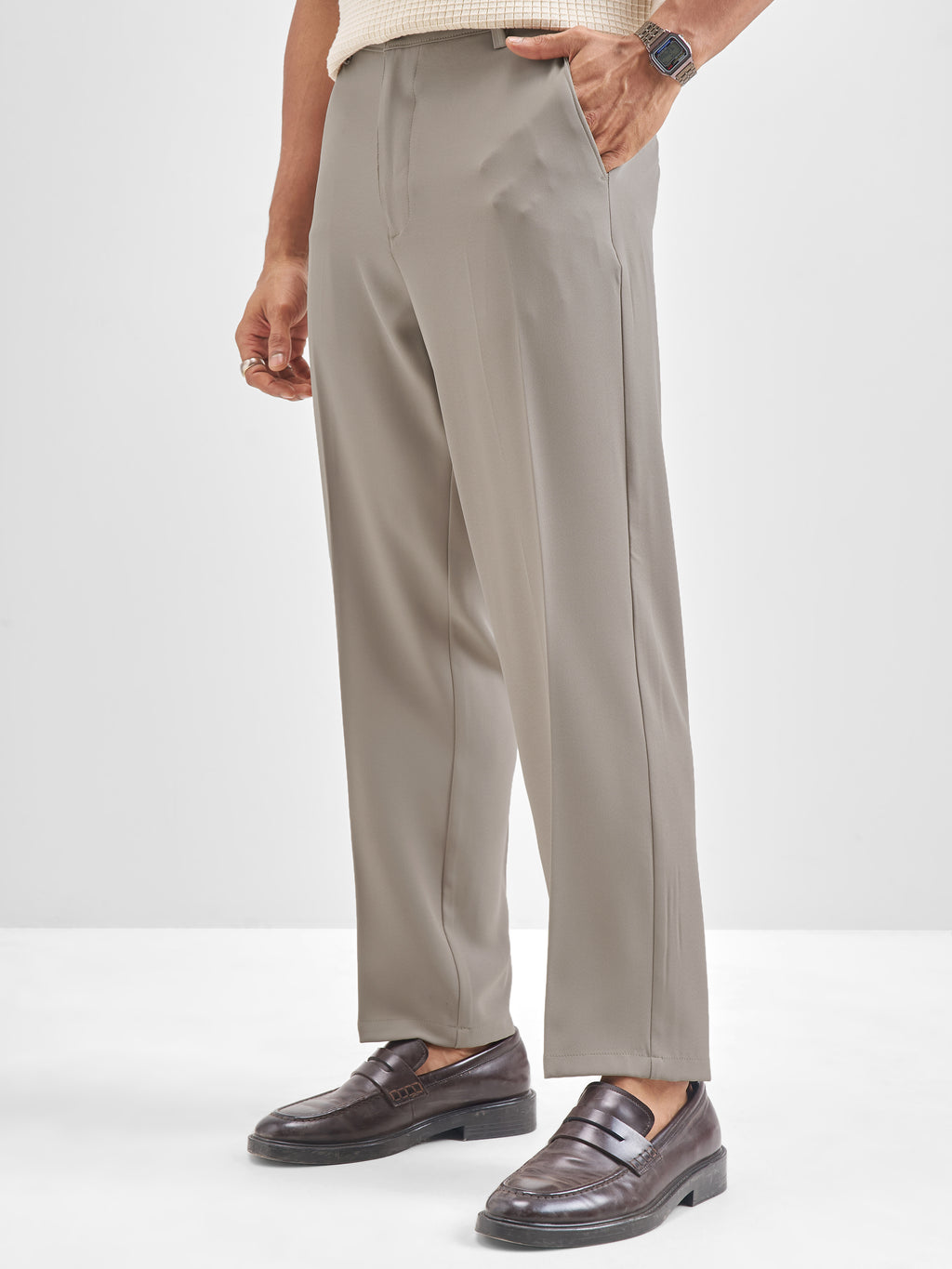 Highlander Men Tan Solid Regular Trouser - Tan - Image 4