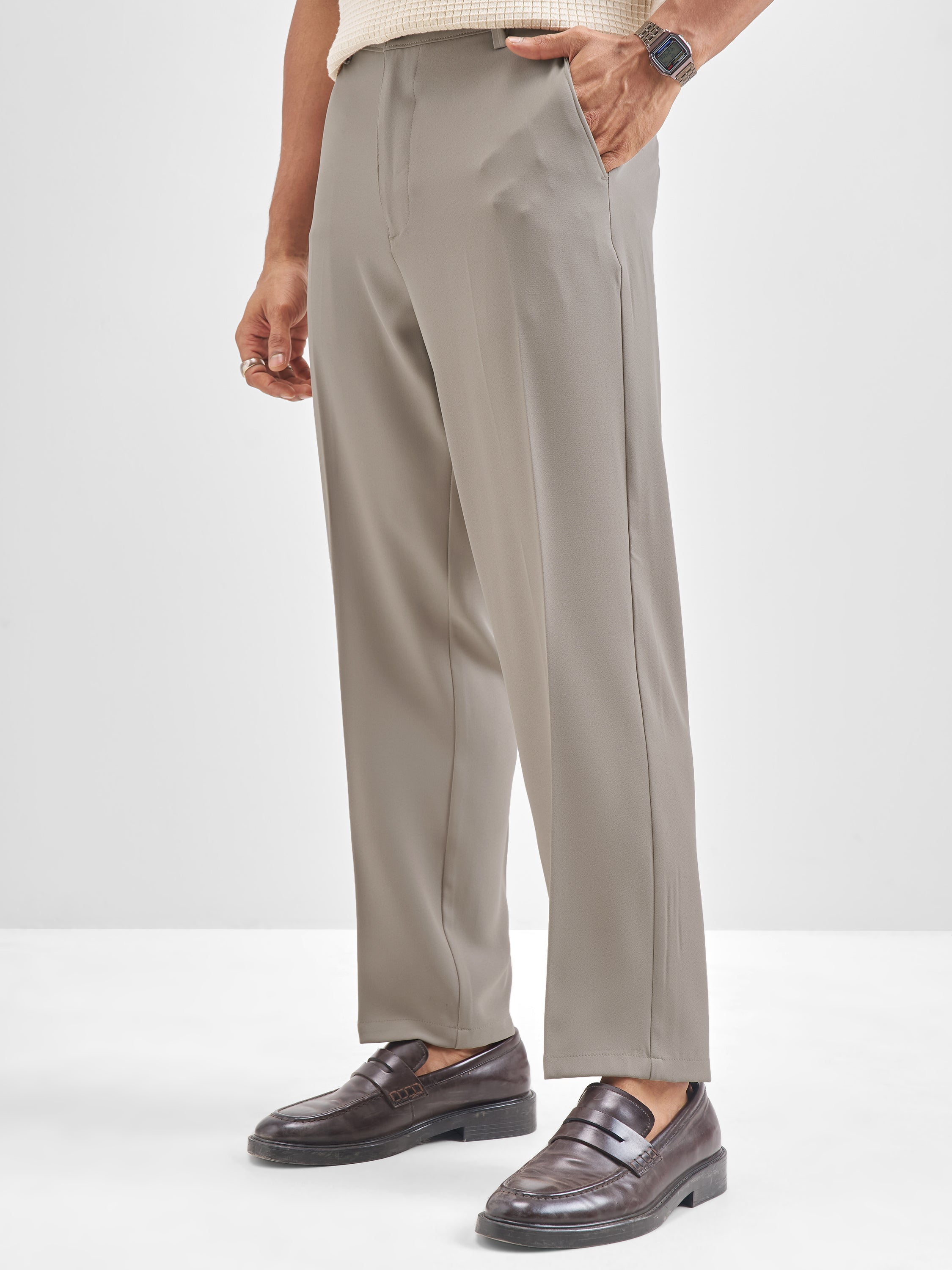Highlander Men Tan Solid Regular Trouser - Tan - Image 4