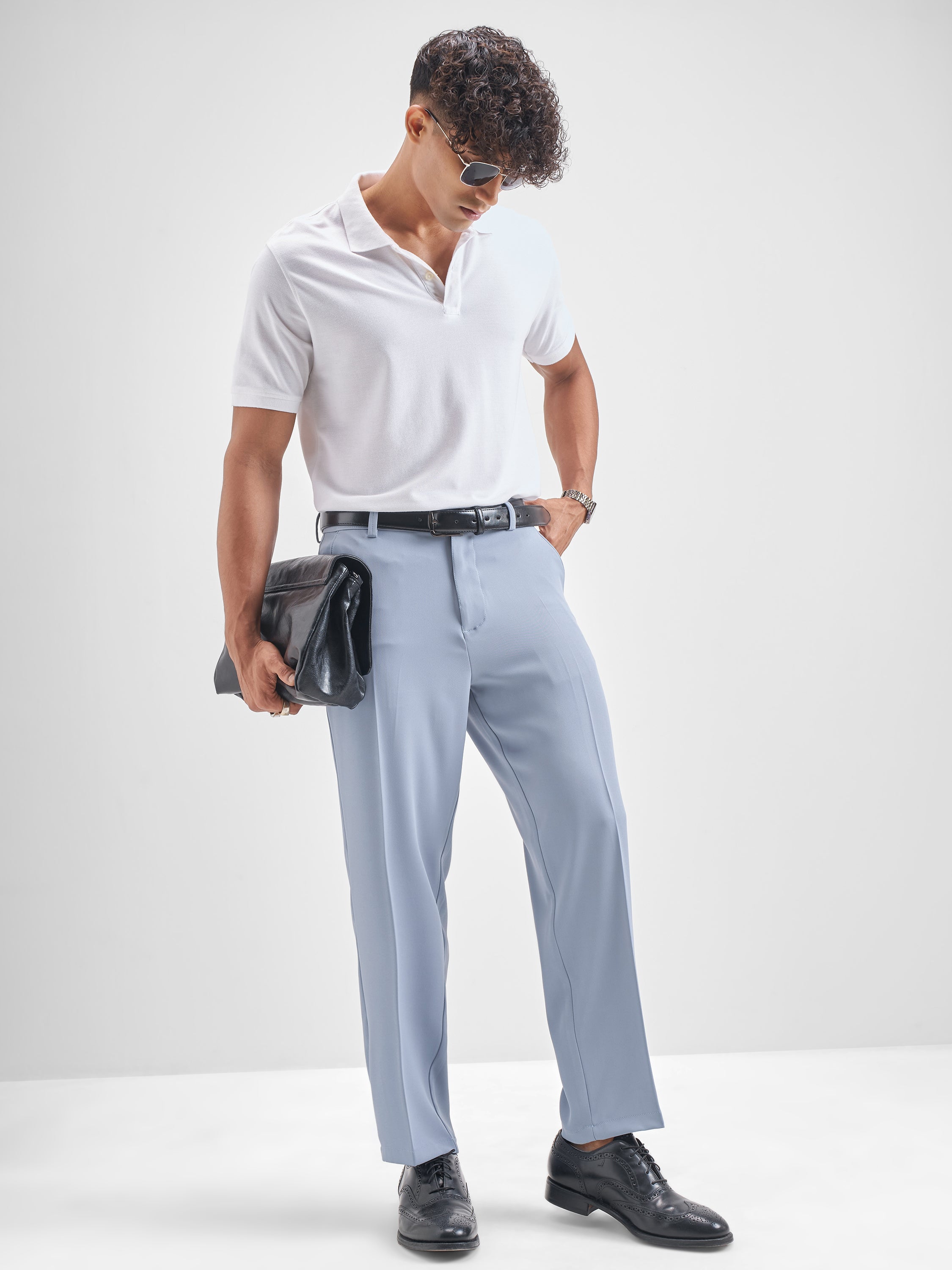 Highlander Men Blue Solid Regular Trouser - Blue - Image 2