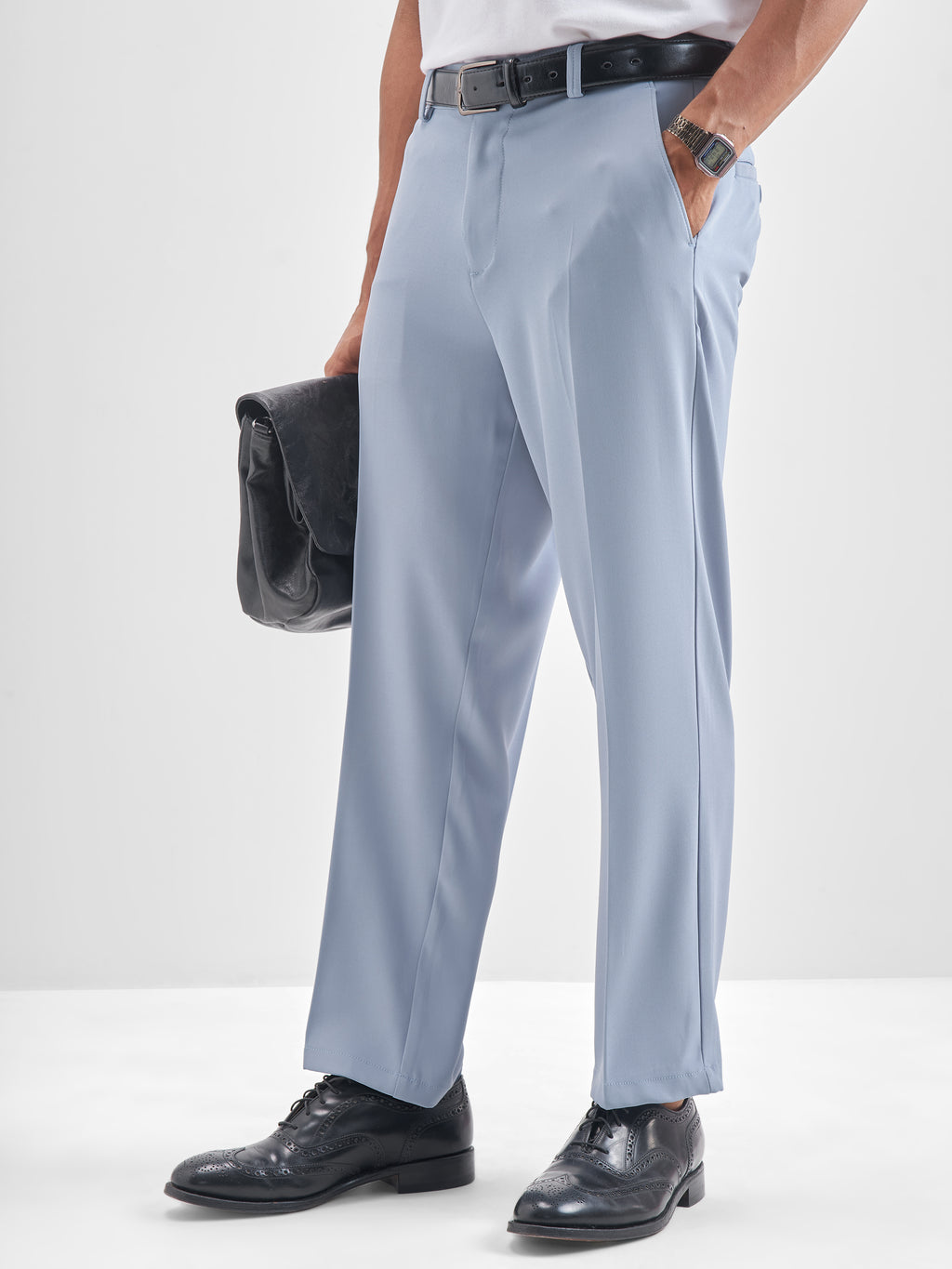 Highlander Men Blue Solid Regular Trouser - Blue - Image 4