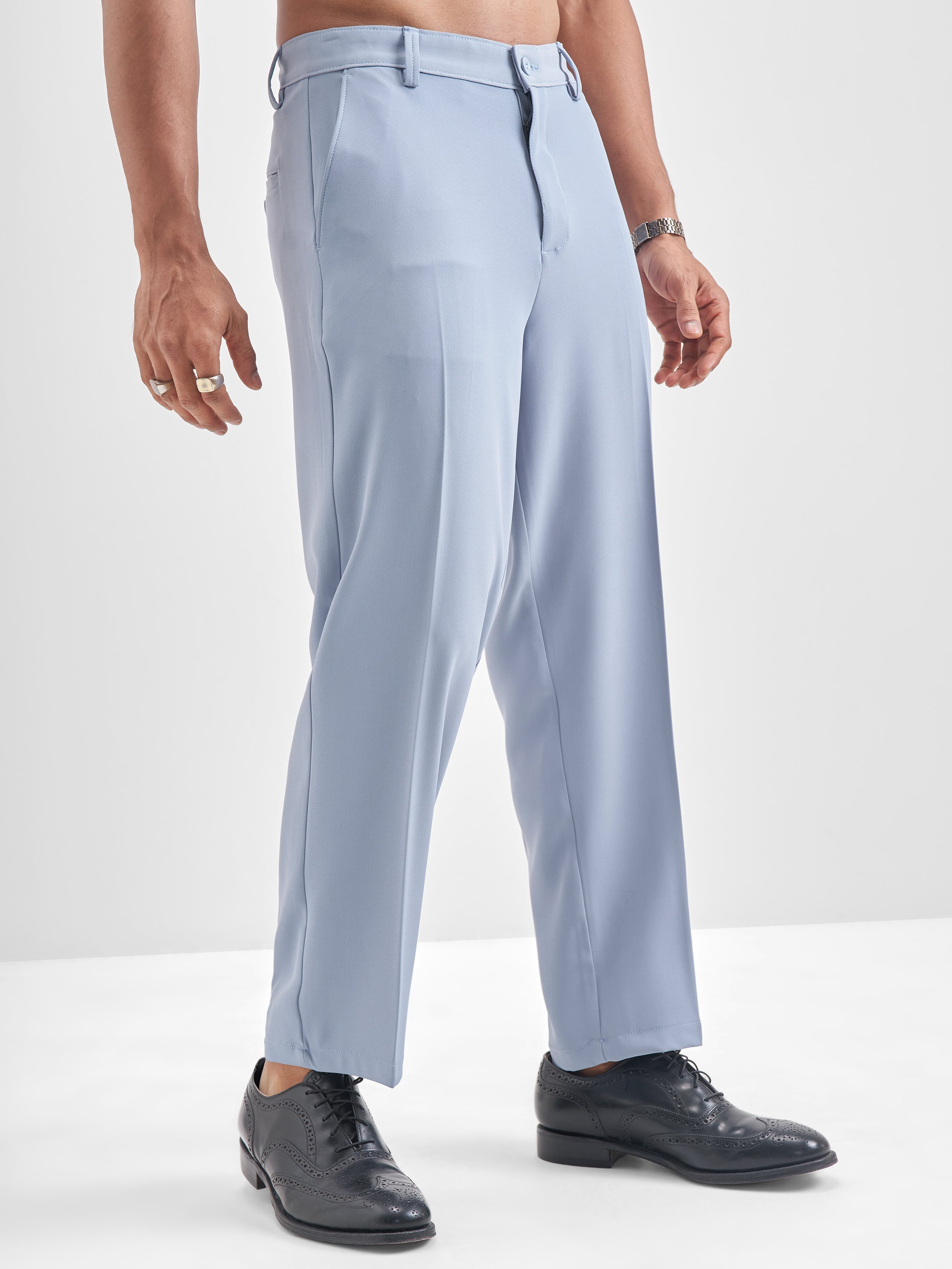 Highlander Men Blue Solid Regular Trouser - Blue - Image 6