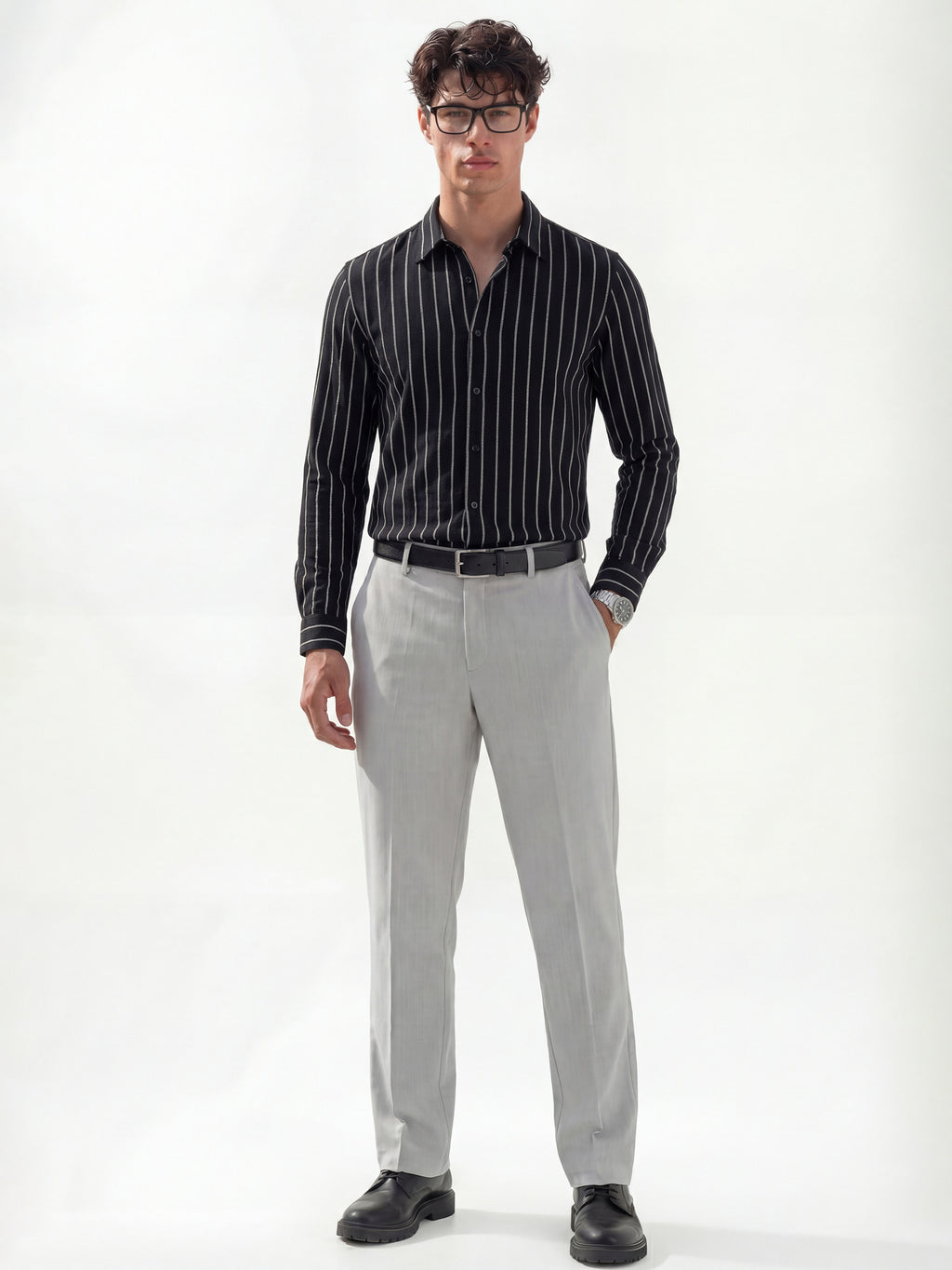Highlander Men Grey Straight Fit Solid Regular Trouser - Grey - Image 2