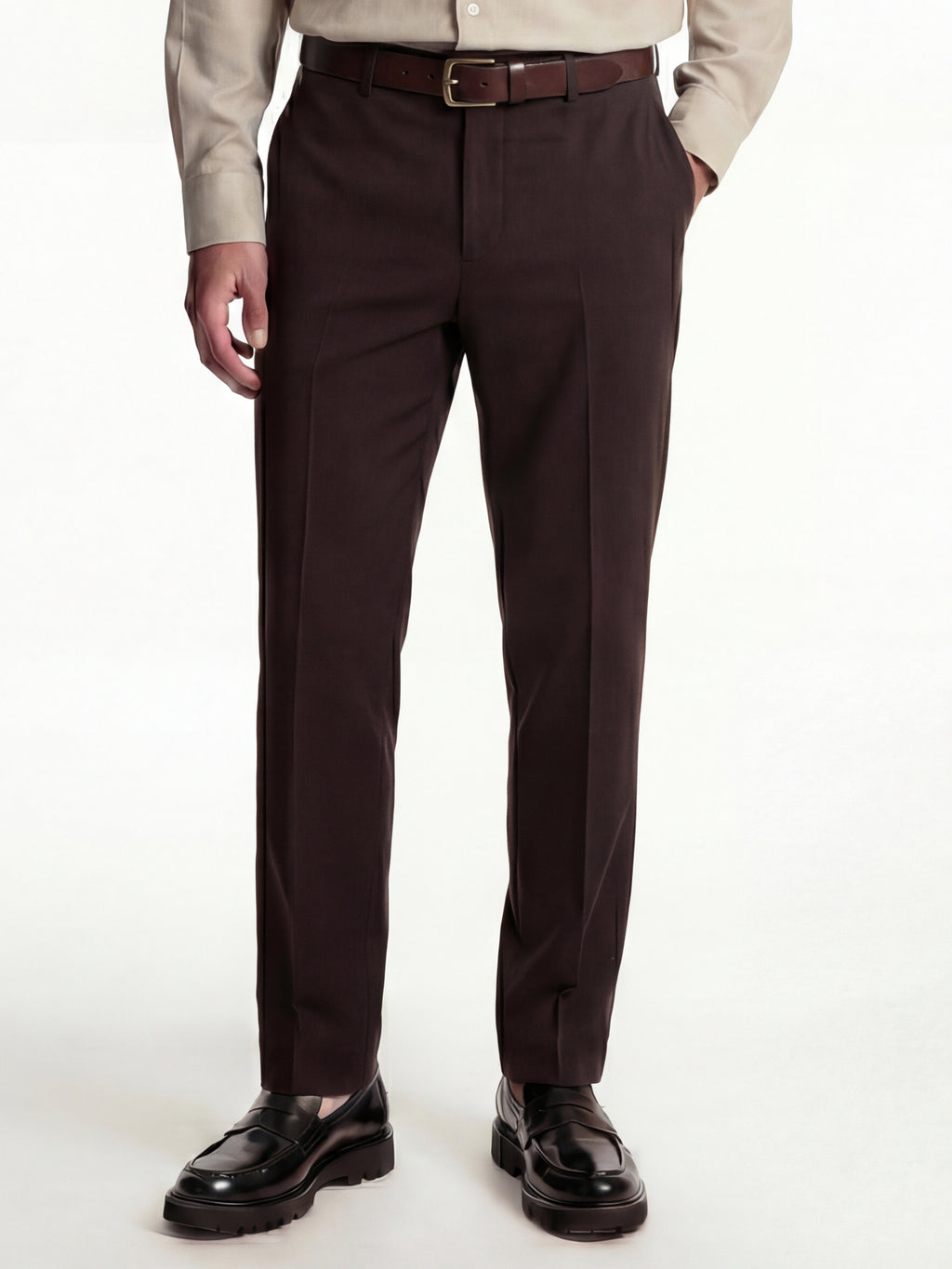 Highlander Men Brown Straight Fit Solid Regular Trouser - Brown - Image 1