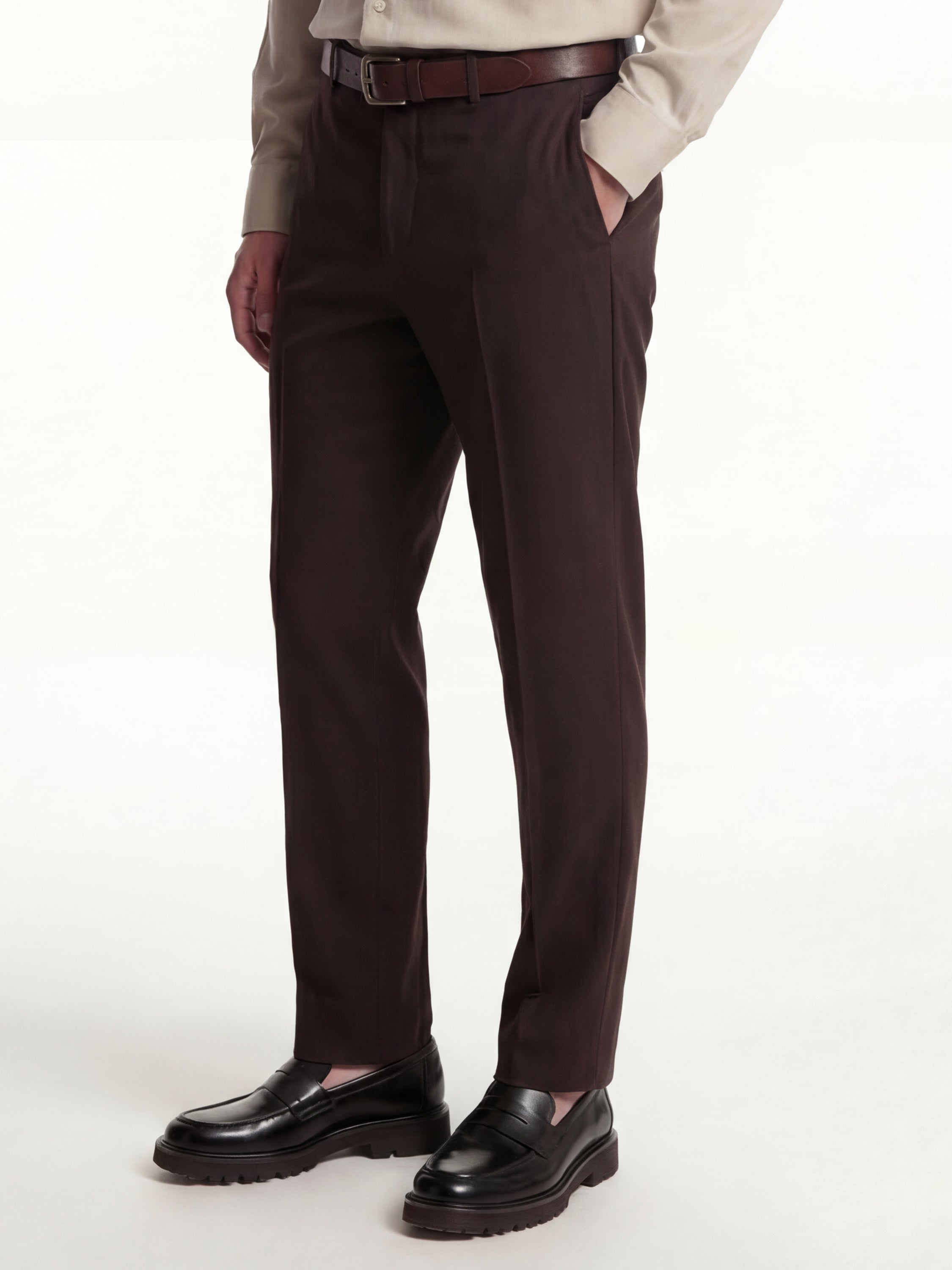 Highlander Men Brown Straight Fit Solid Regular Trouser - Brown - Image 4