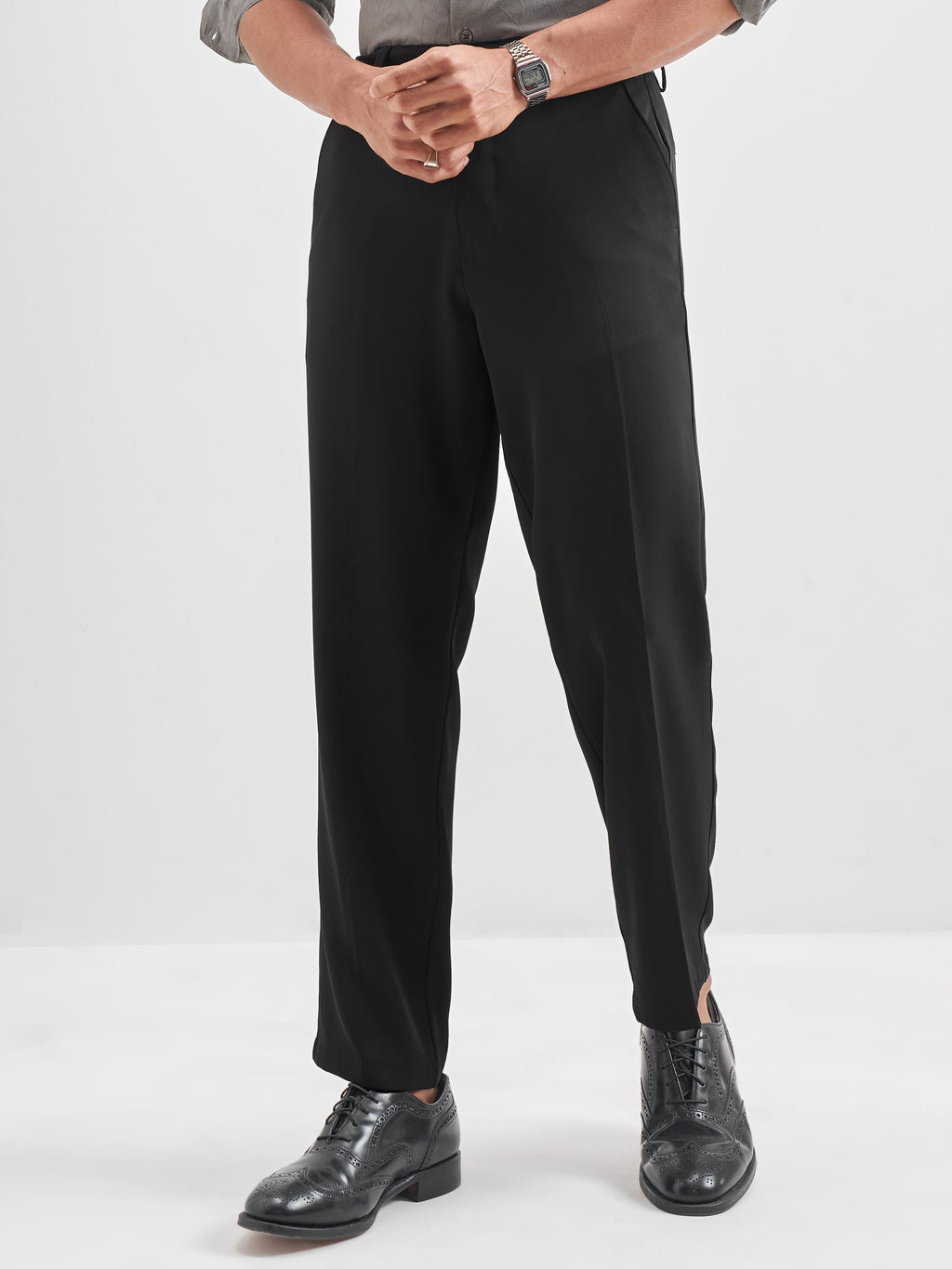 Highlander Men Black Solid Regular Trouser - Black - Image 4