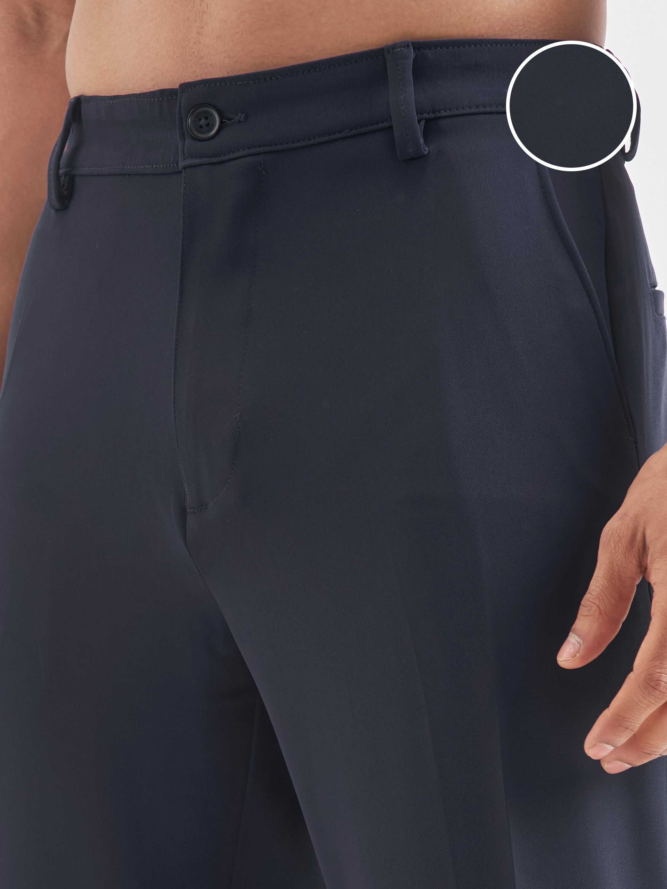 Highlander Men Navy Blue Solid Regular Trouser - Navy Blue - Image 5