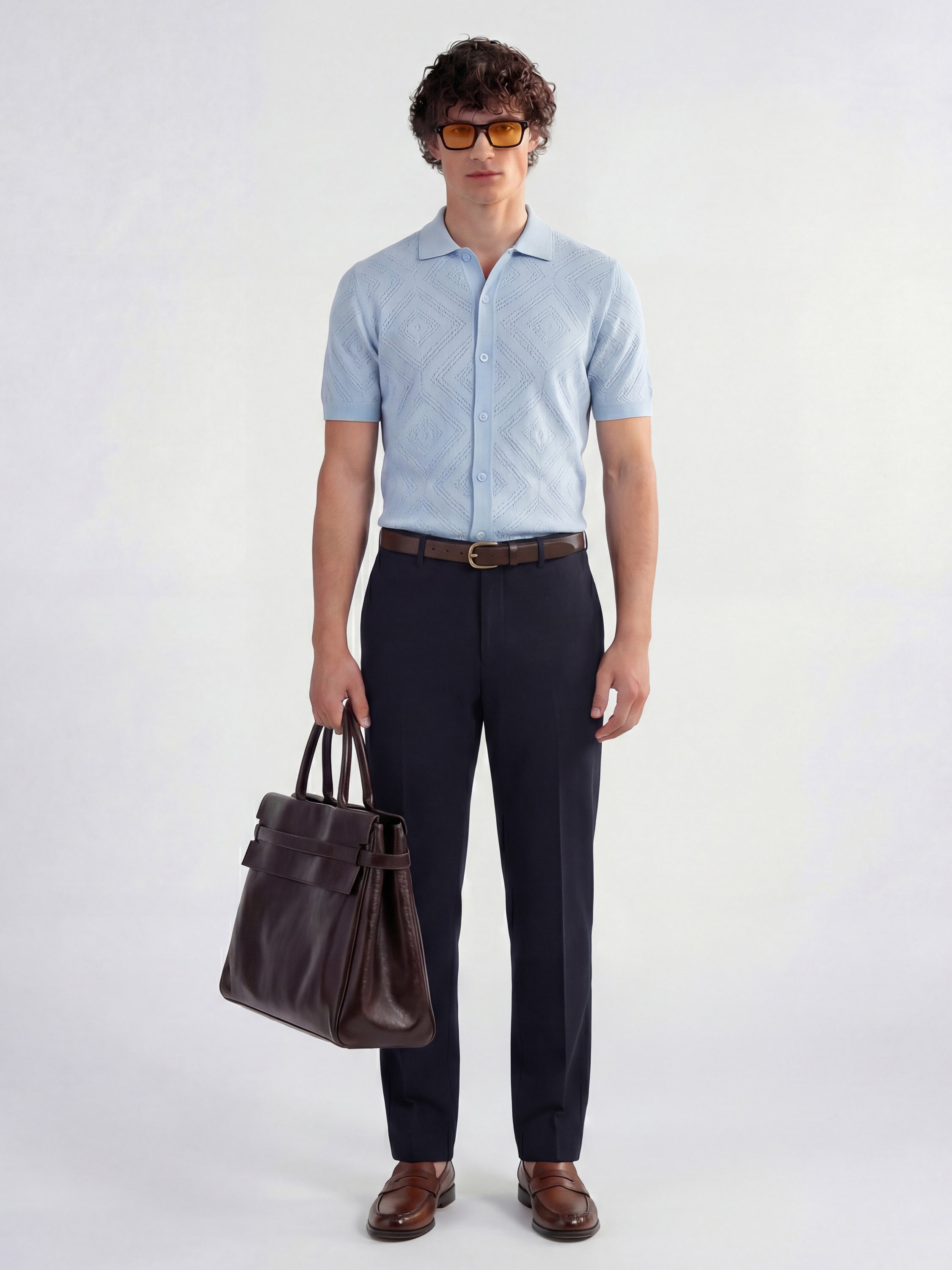 Highlander Men Navy Blue Slim Fit Solid Formal Trouser - Navy Blue - Image 2
