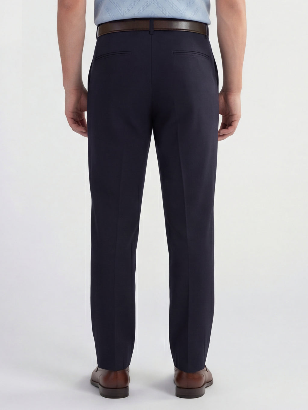 Highlander Men Navy Blue Slim Fit Solid Formal Trouser - Navy Blue - Image 3