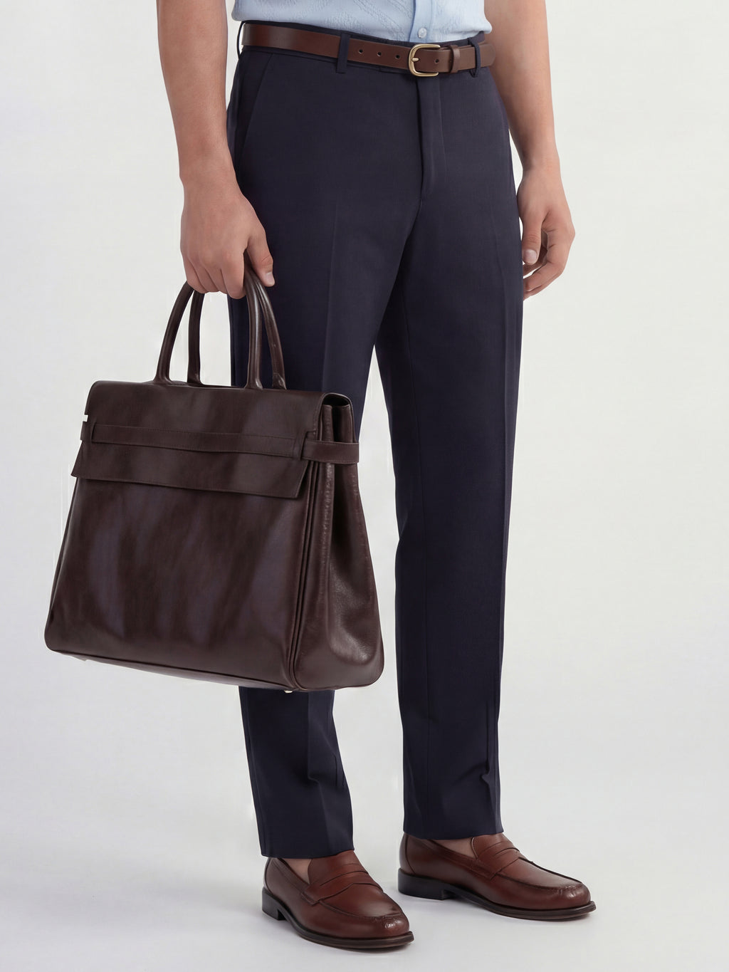 Highlander Men Navy Blue Slim Fit Solid Formal Trouser - Navy Blue - Image 6