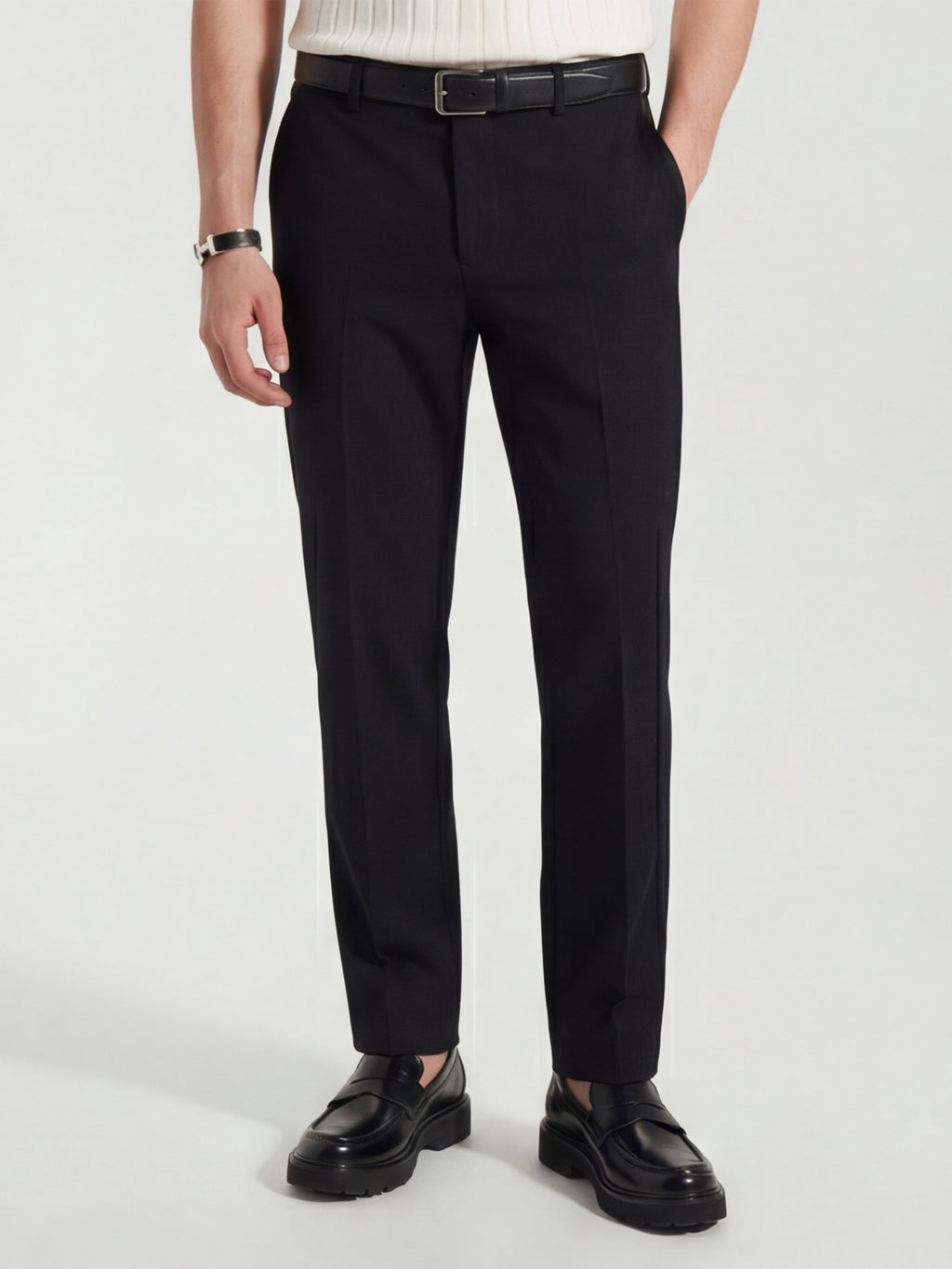 Highlander Men Black Slim Fit Solid Formal Trouser - Black - Image 1