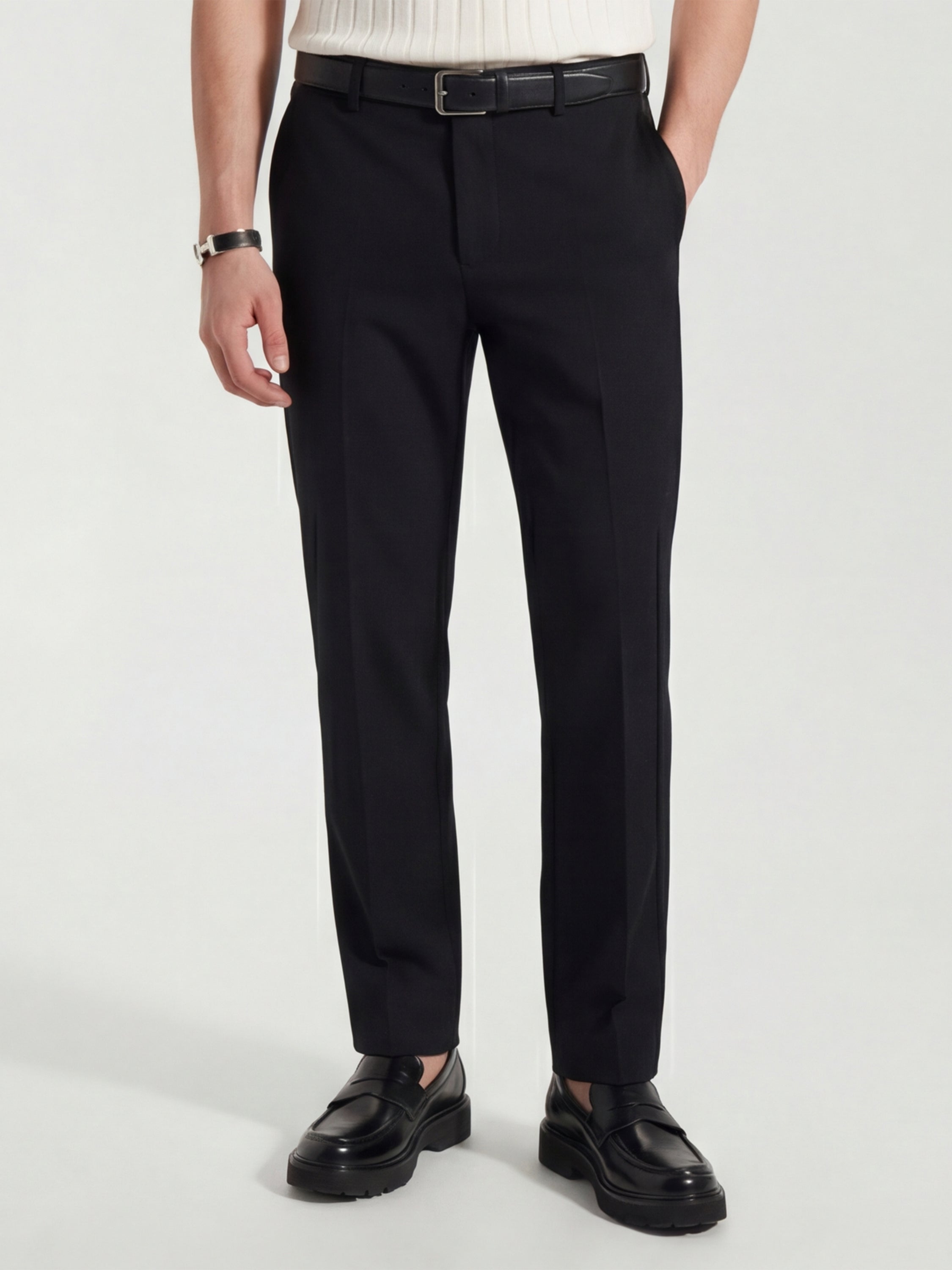 Highlander Men Black Slim Fit Solid Formal Trouser - Black - Image 1