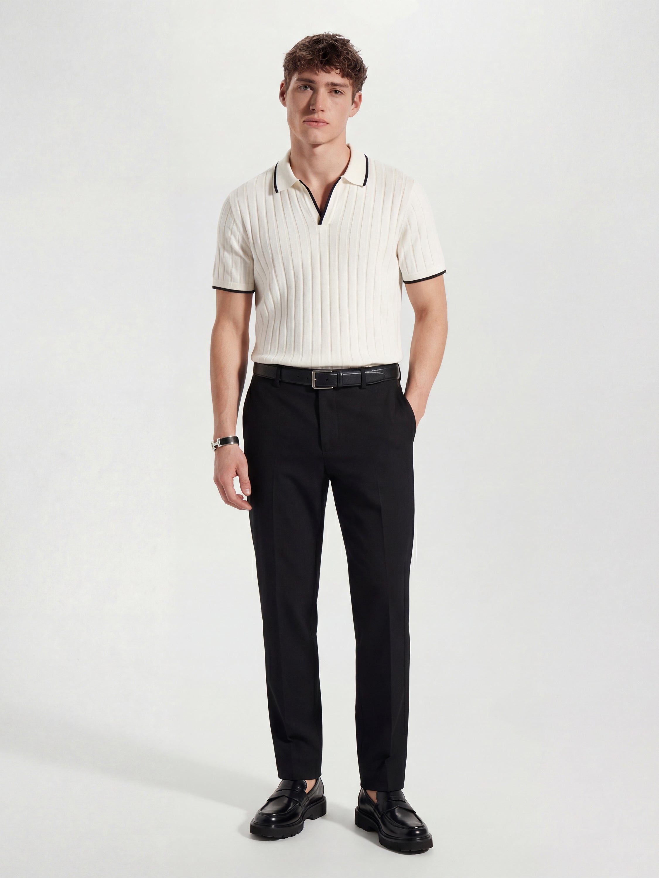 Highlander Men Black Slim Fit Solid Formal Trouser - Black - Image 2