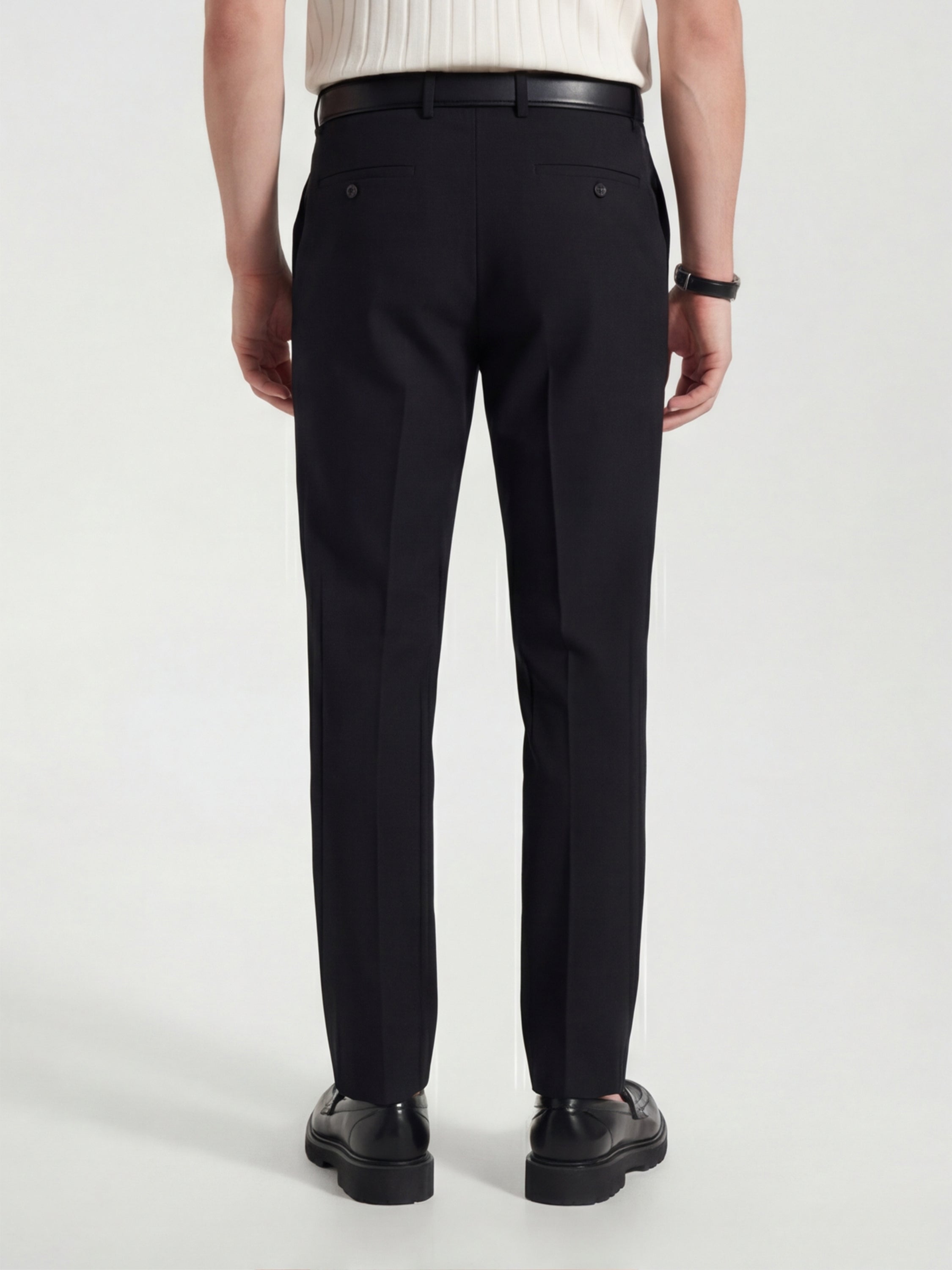 Highlander Men Black Slim Fit Solid Formal Trouser - Black - Image 3