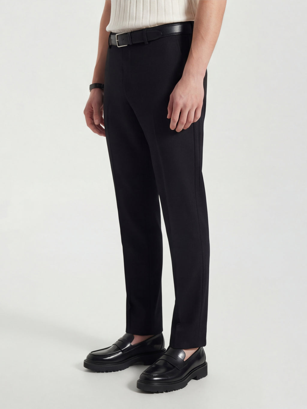 Highlander Men Black Slim Fit Solid Formal Trouser - Black - Image 4