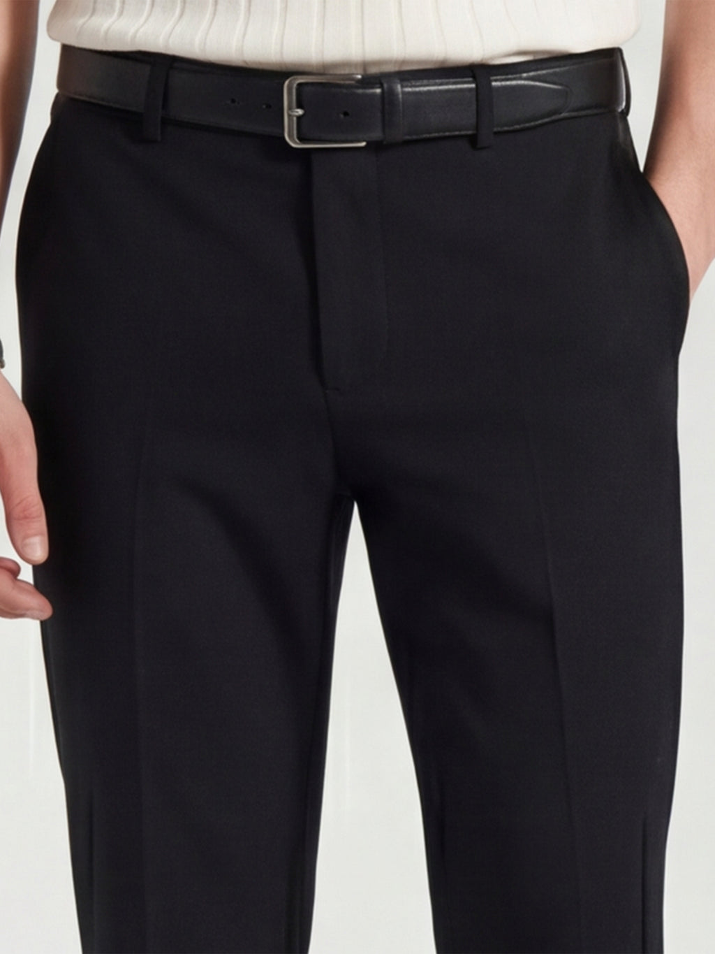 Highlander Men Black Slim Fit Solid Formal Trouser - Black - Image 5