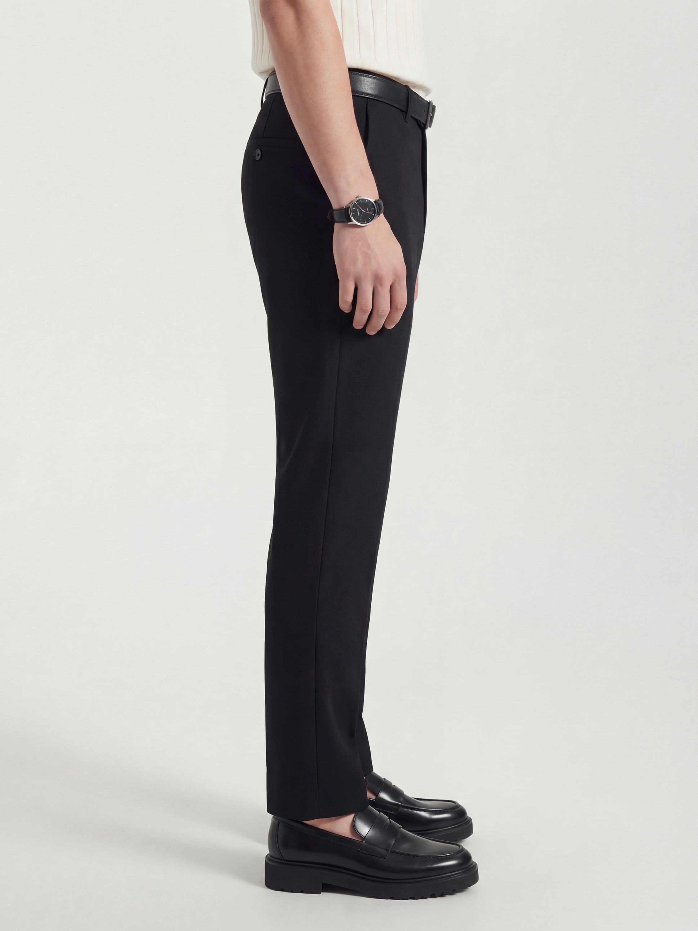 Highlander Men Black Slim Fit Solid Formal Trouser - Black - Image 6