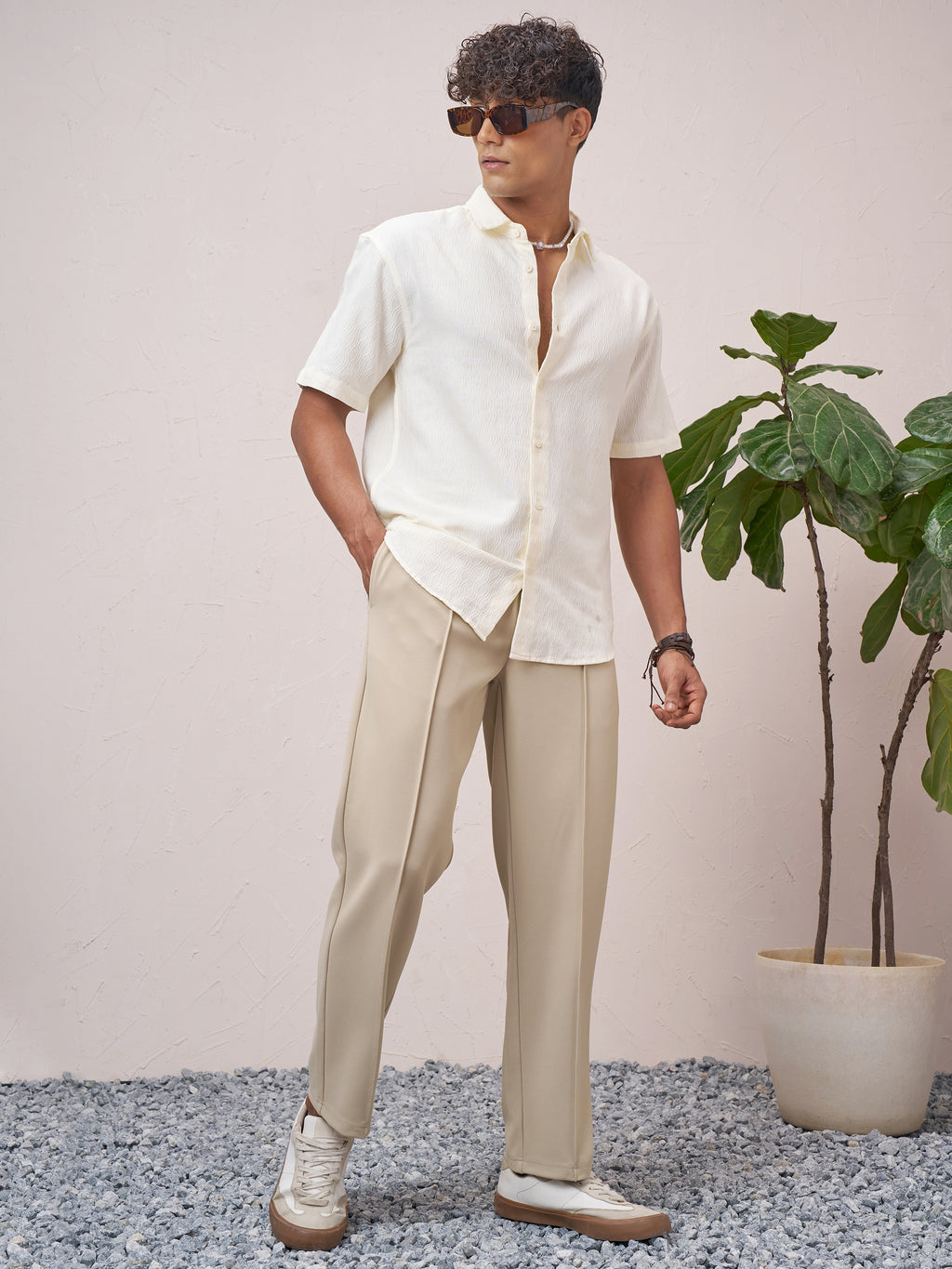 Highlander Men Beige Relaxed Fit Solid Regular Trouser - Beige - Image 2
