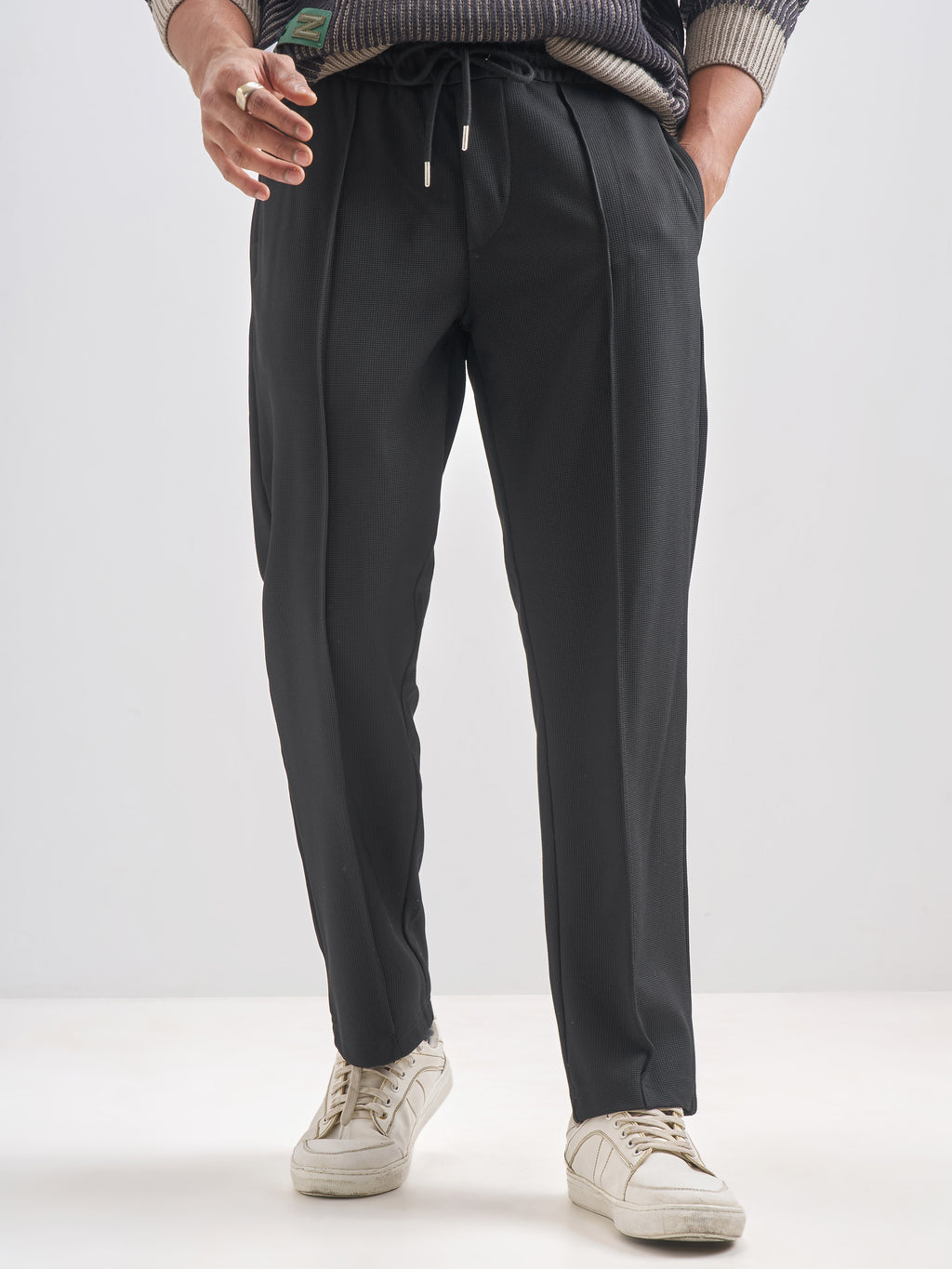Highlander Men Black Relaxed Fit Solid Regular Trouser - Black - Image 1