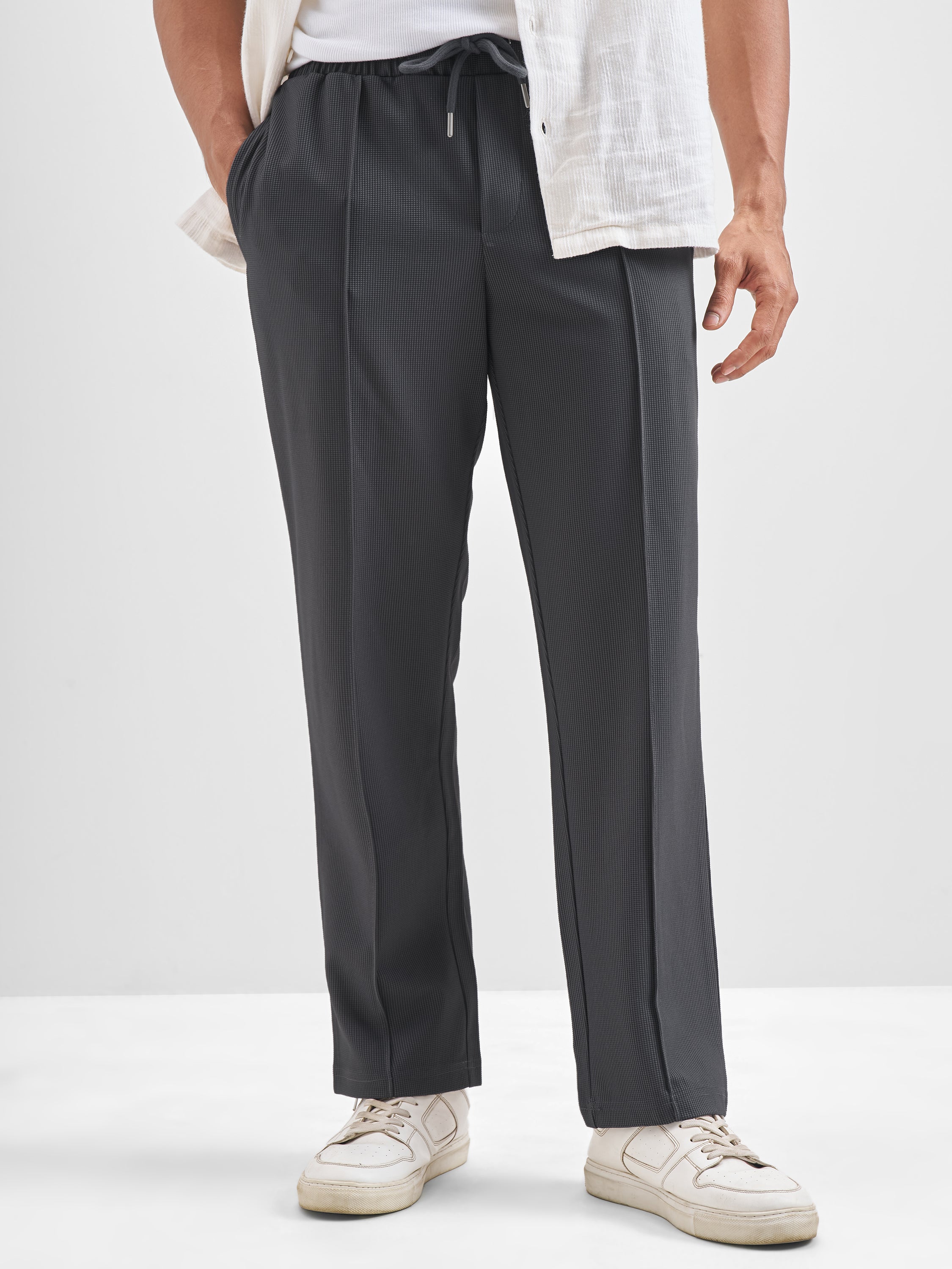 Highlander Men Grey Solid Regular Trouser - Grey - Image 1