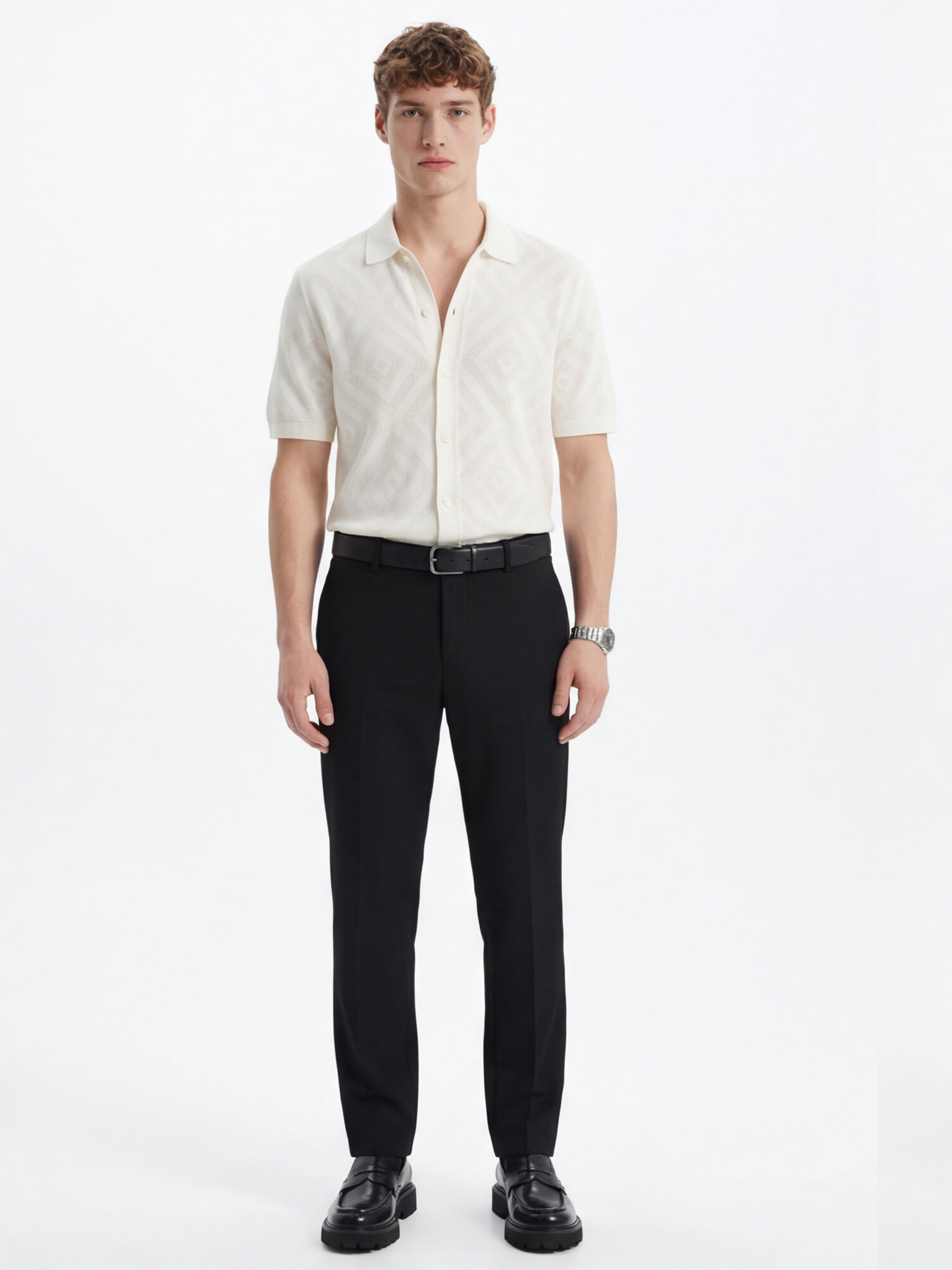 Highlander Men Black Slim Fit Solid Formal Trouser - Black - Image 2