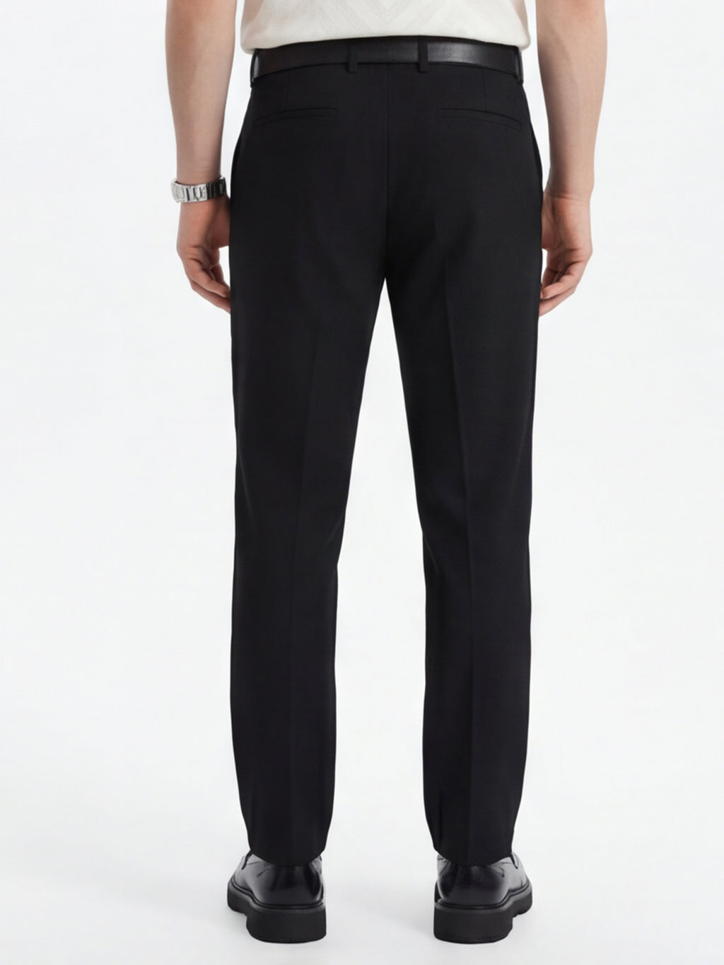 Highlander Men Black Slim Fit Solid Formal Trouser - Black - Image 3