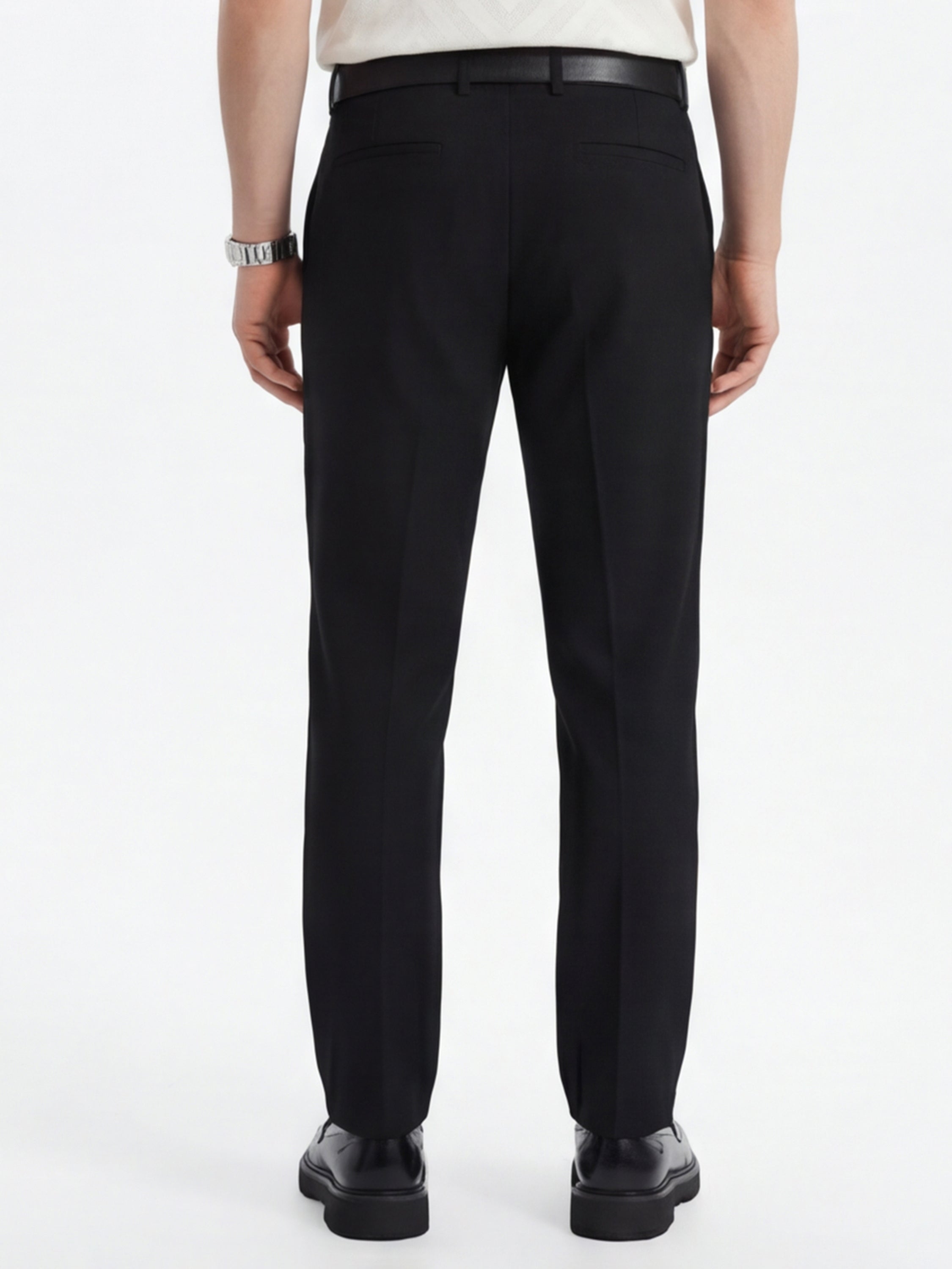 Highlander Men Black Slim Fit Solid Formal Trouser - Black - Image 3
