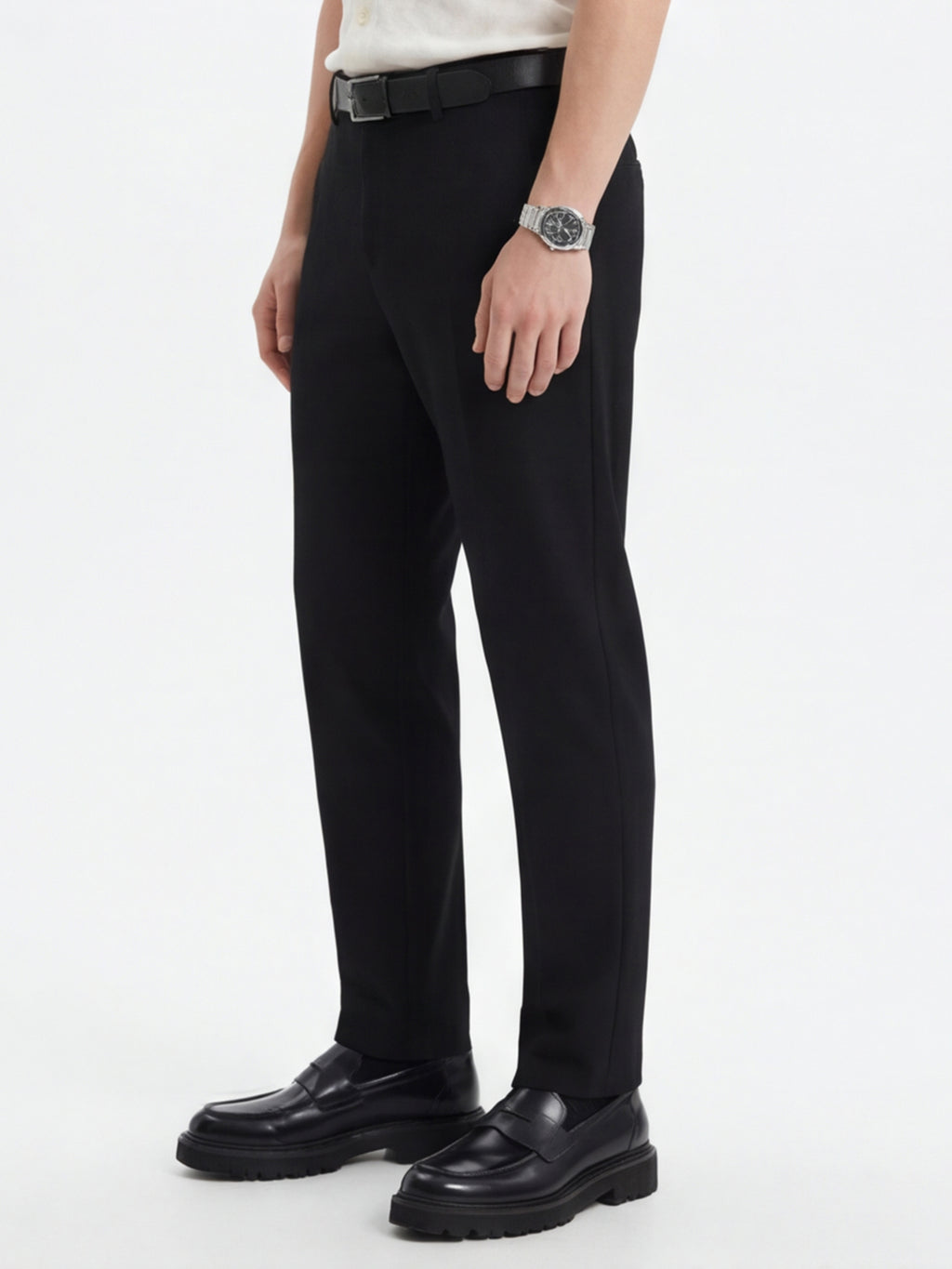 Highlander Men Black Slim Fit Solid Formal Trouser - Black - Image 4